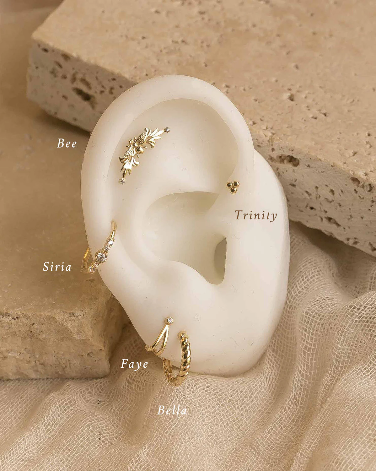 14K Solid Gold Faye Wishbone Single Stud - Image 5