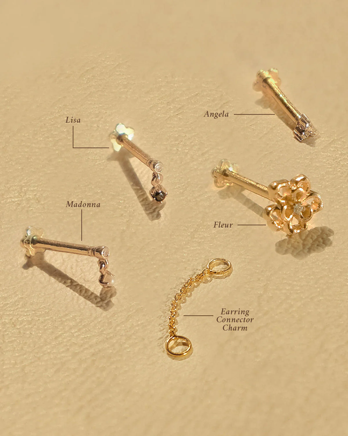 14K Solid Gold Fleur Petite Stud - Image 3