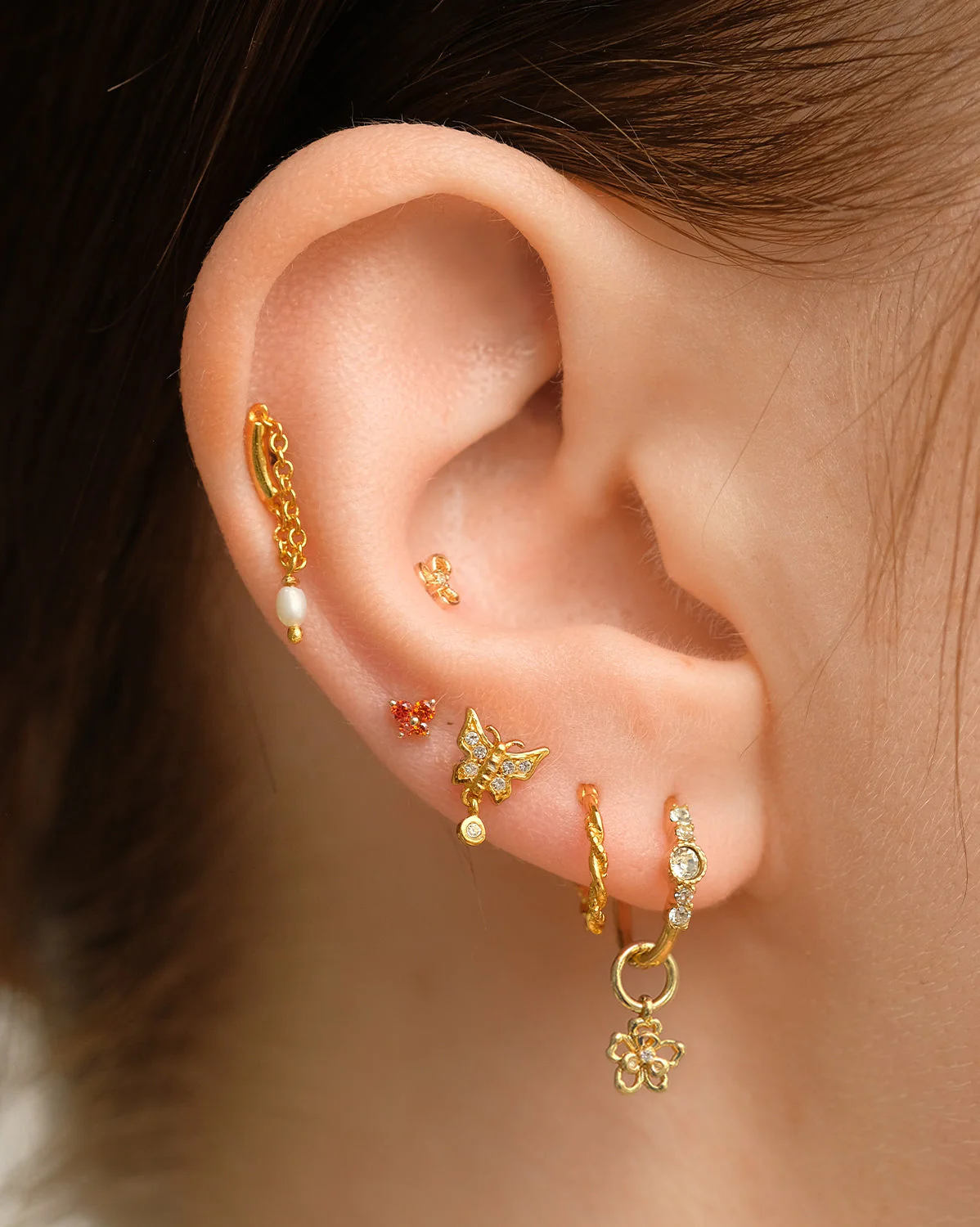 14K Solid Gold Fleur Petite Stud - Image 6