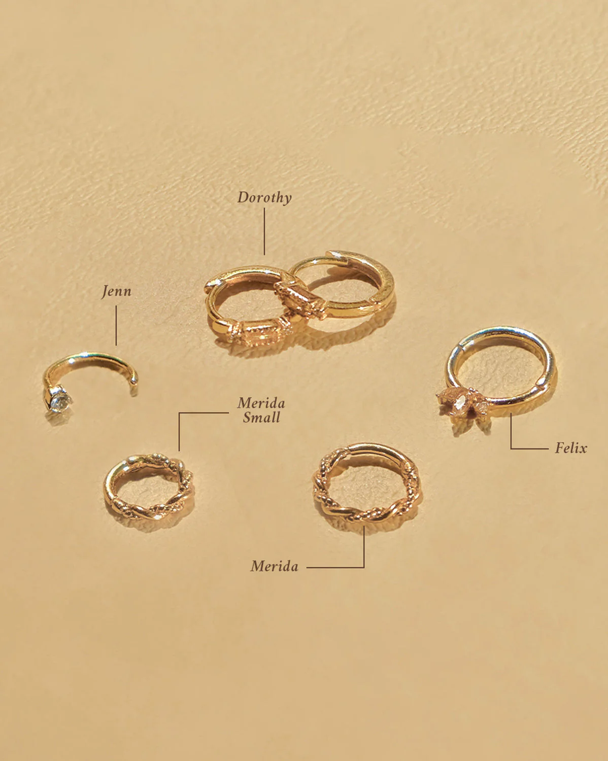 14K Solid Gold Merida Small Curled Hoop - Image 3