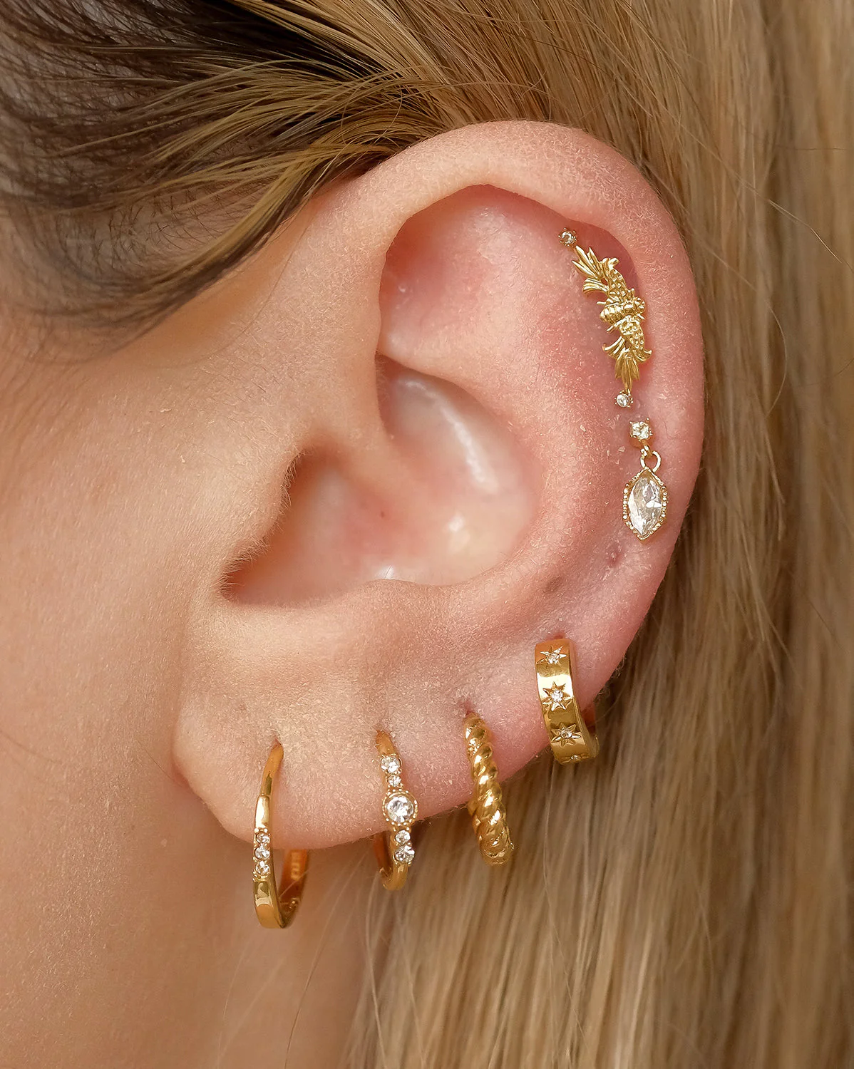 14K Solid Gold Siria Single Hoop - Image 5
