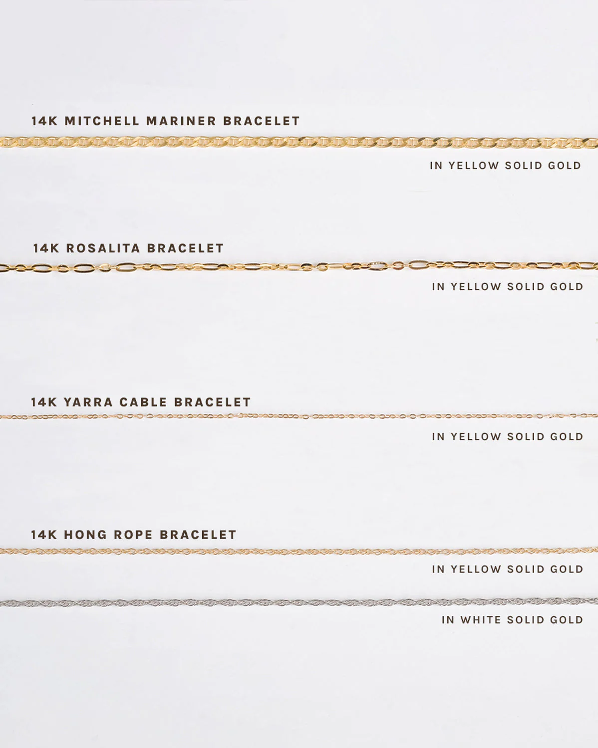 14K White Solid Gold Hong Rope Bracelet - Image 4