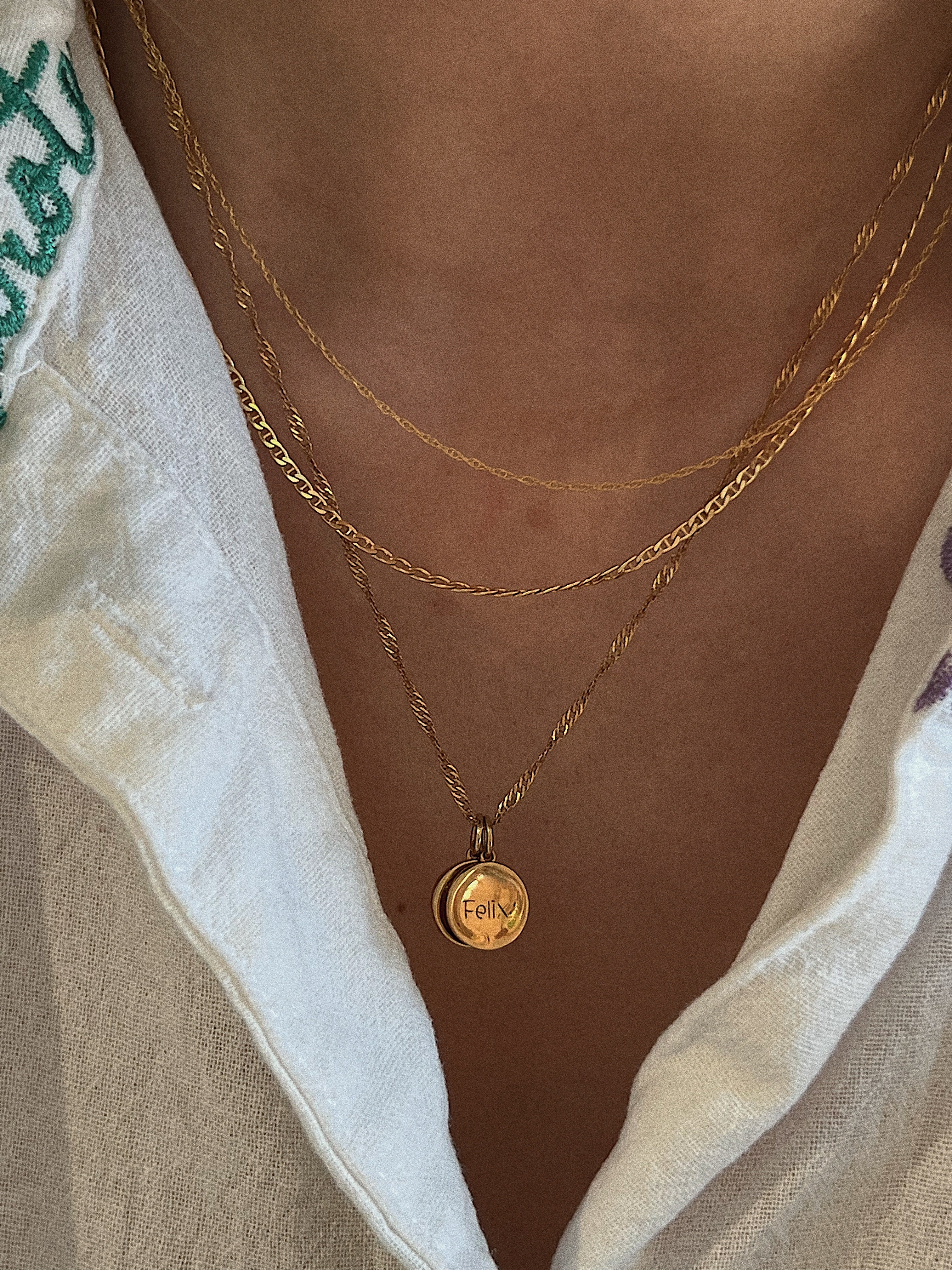 14K White Solid Gold Hong Rope Necklace - Image 2