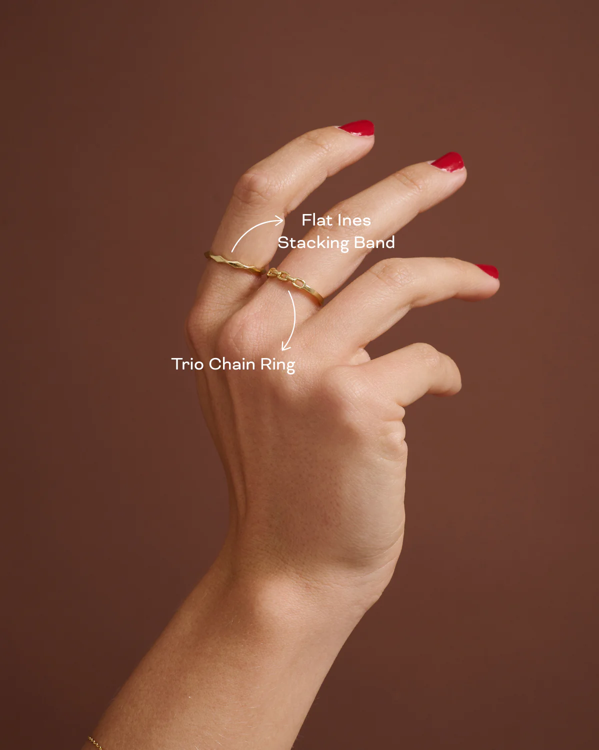 6K Solid Gold Trio Chain Ring - Image 2