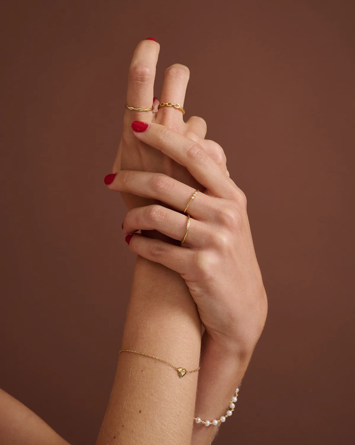 6K Solid Gold Trio Chain Ring - Image 7