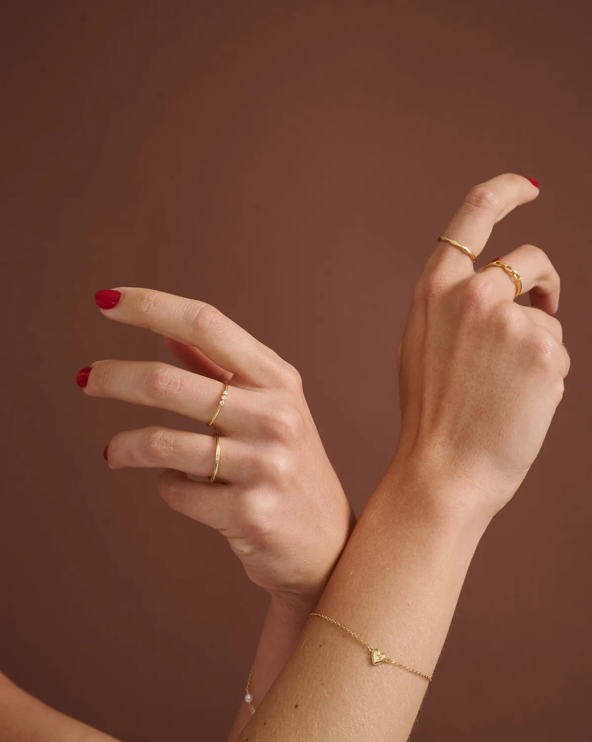 6K Solid Gold Trio Chain Ring - Image 9