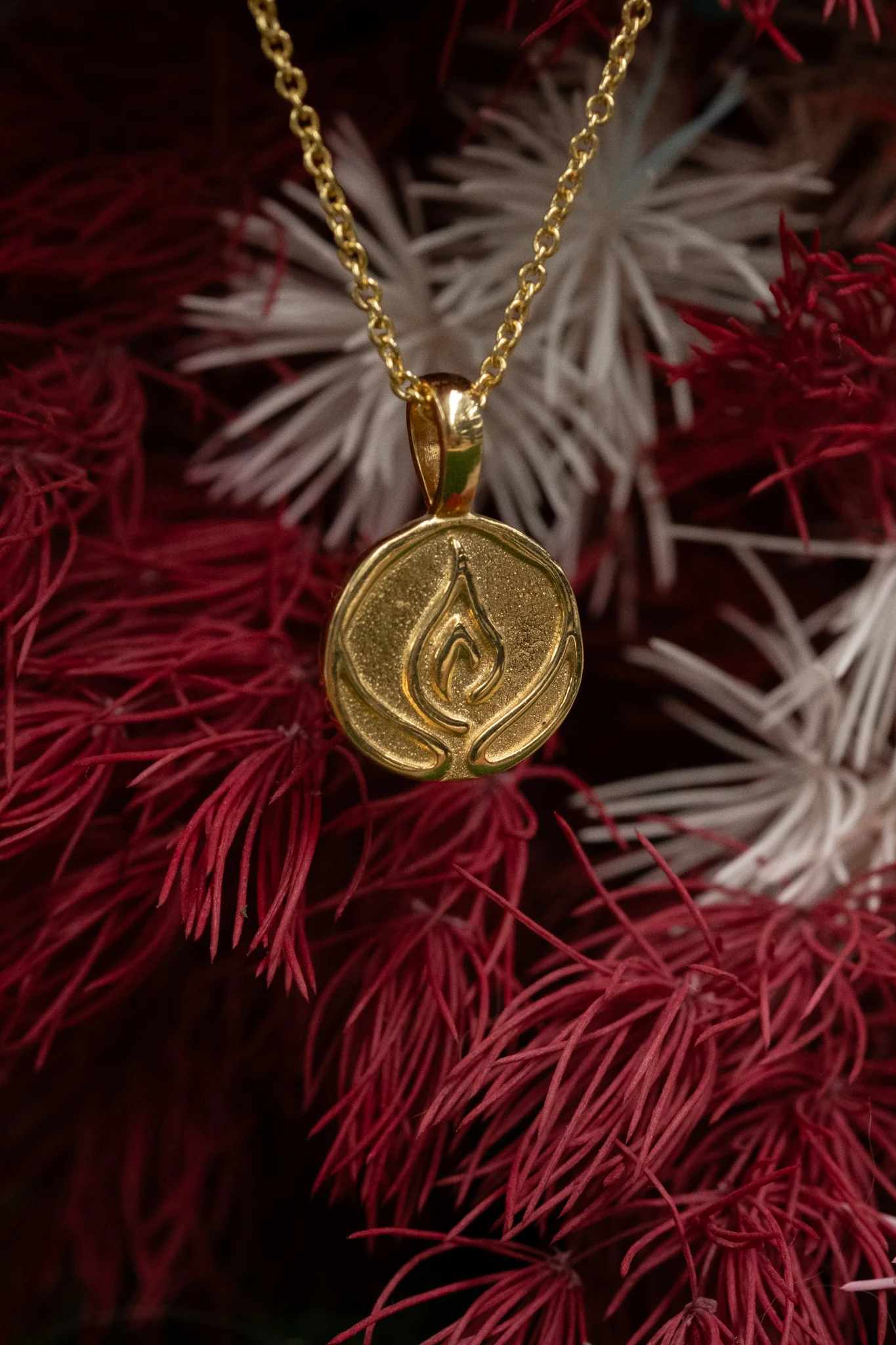 Solid Gold Firebender Pendant Necklace (Ready to ship) - Image 2