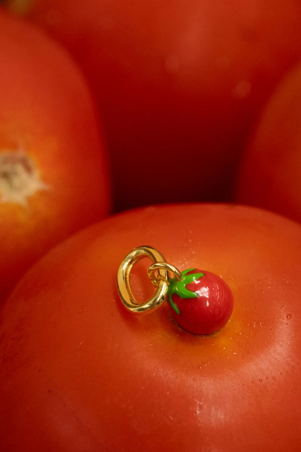 Solid Gold Tomato Charm - Image 2