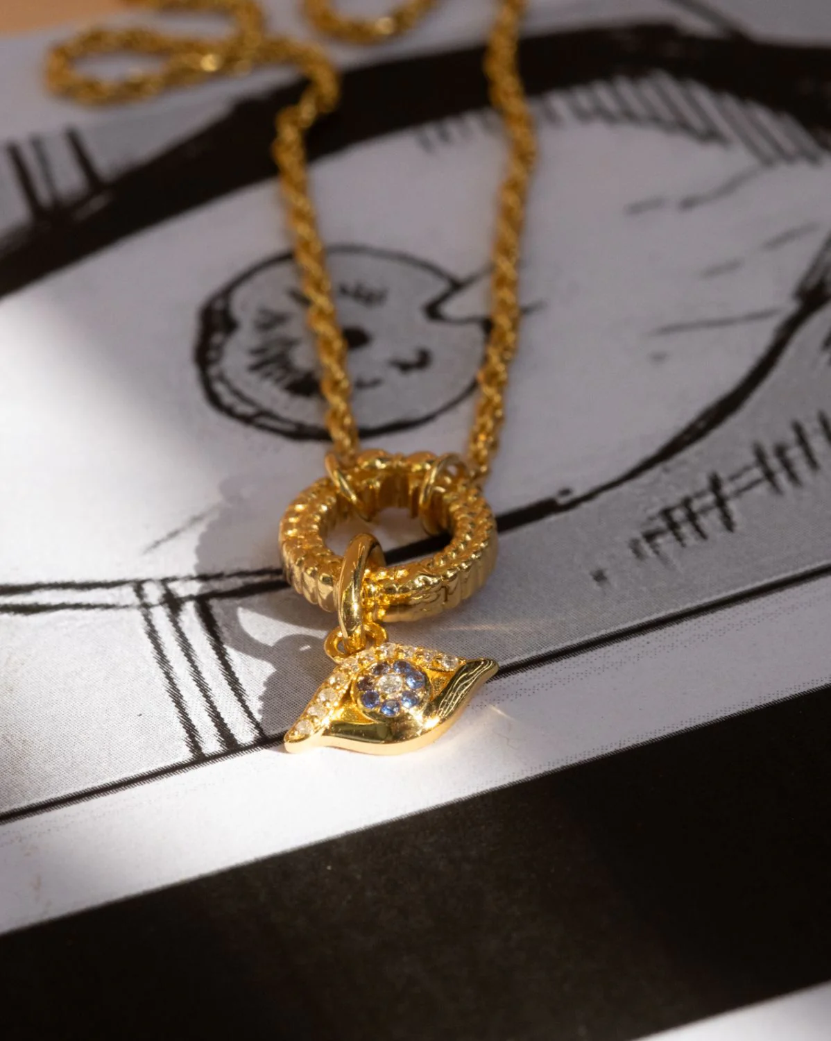 Solid Gold Gojo Evil Eye Charm - Image 2