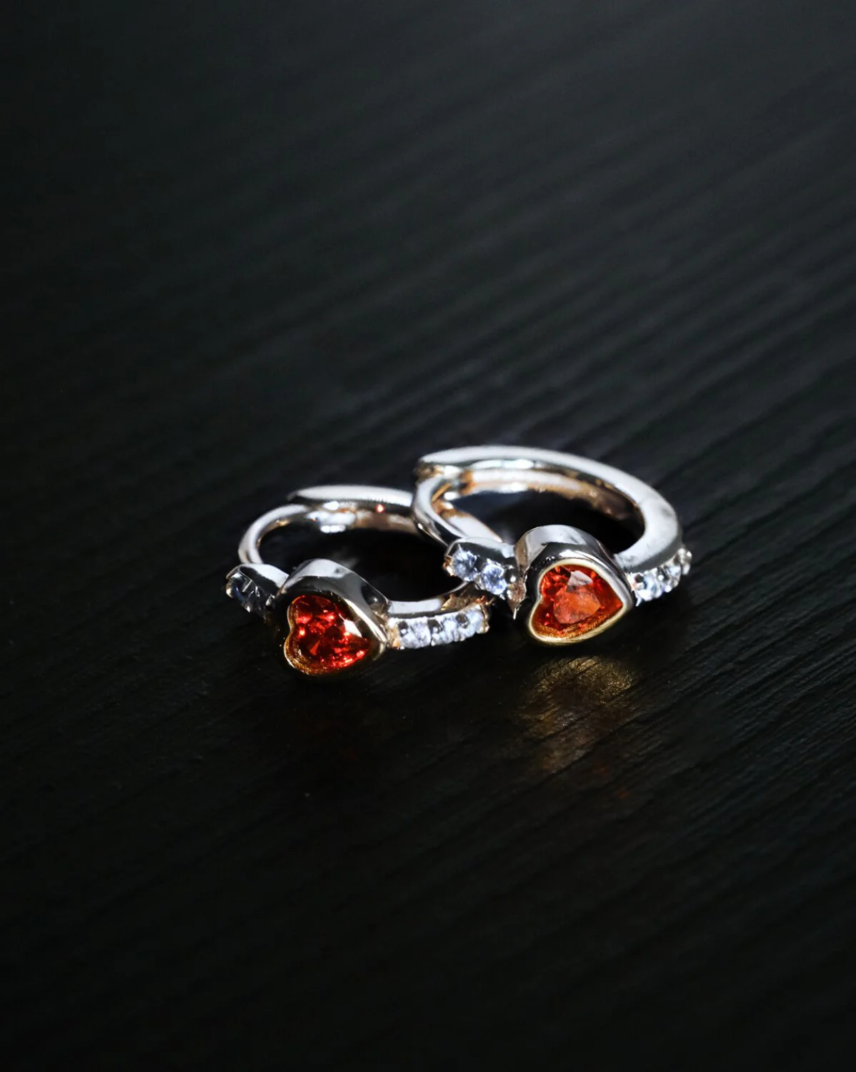 Aiko Red Heart Hoops - Sterling Silver - Image 4
