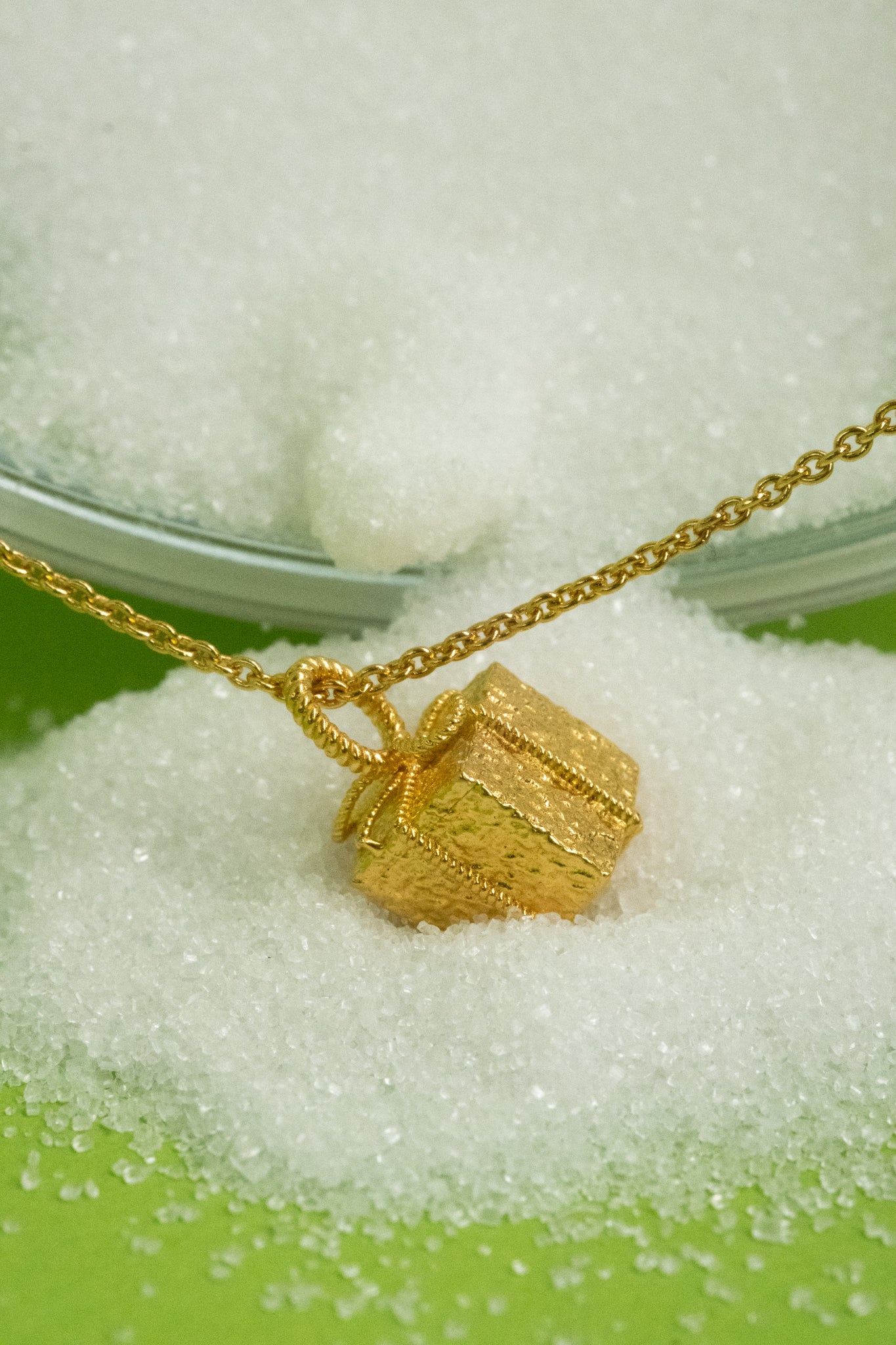 Solid Gold Arriety Sugar Cube Pendant (Ready to ship) - Image 2