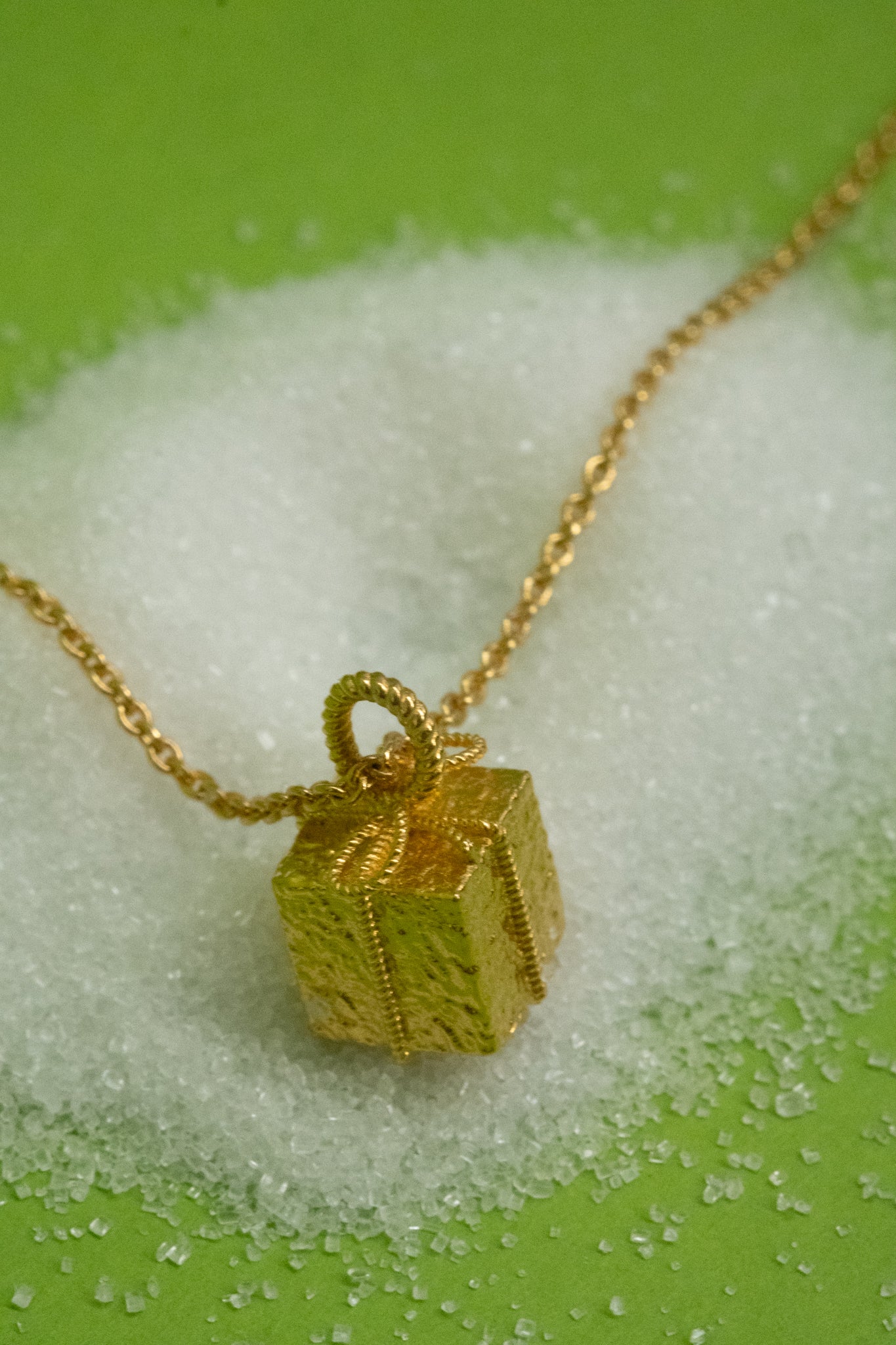 Solid Gold Arriety Sugar Cube Pendant (Ready to ship) - Image 5