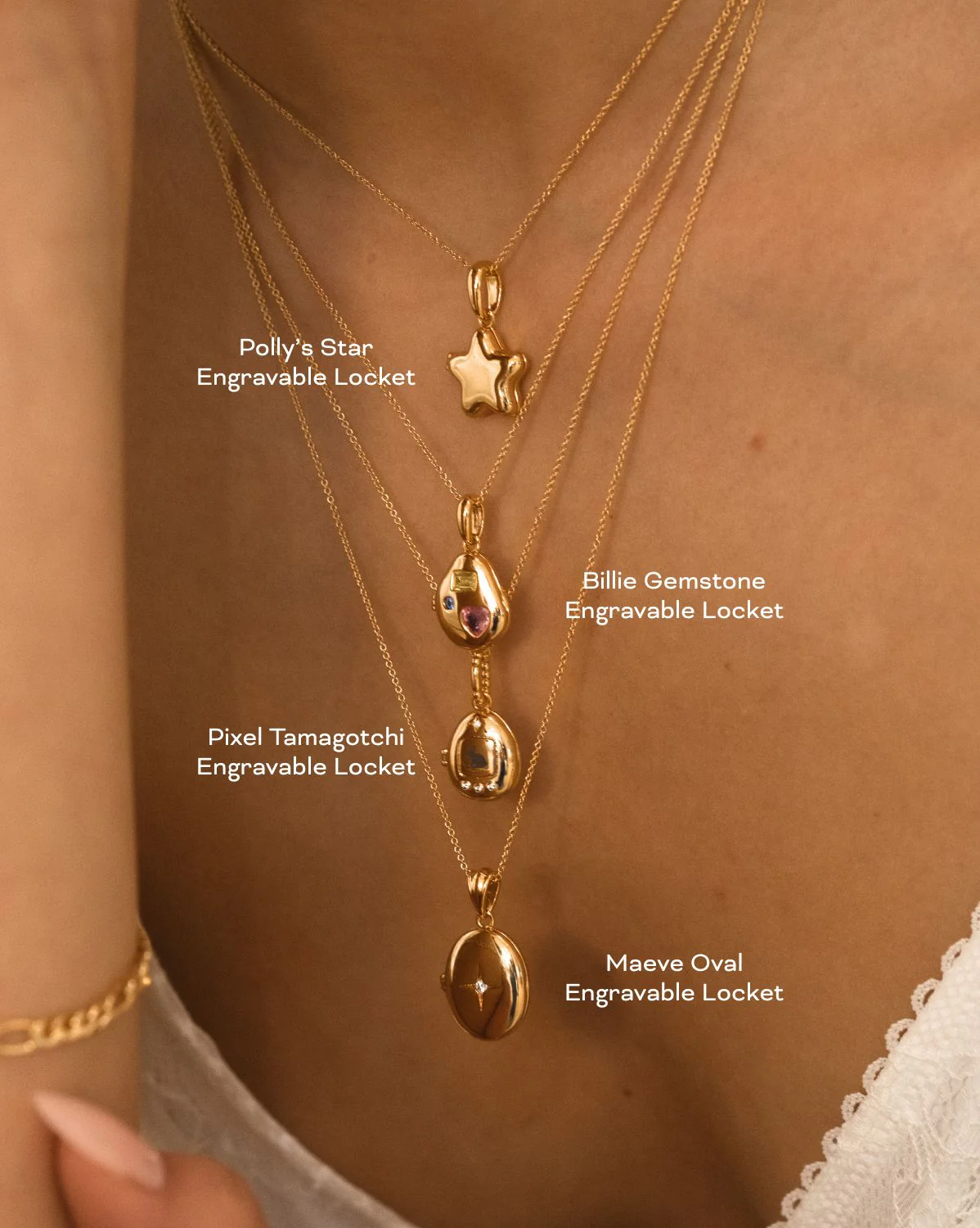 Billie Engravable Gemstone Locket Necklace - Image 7