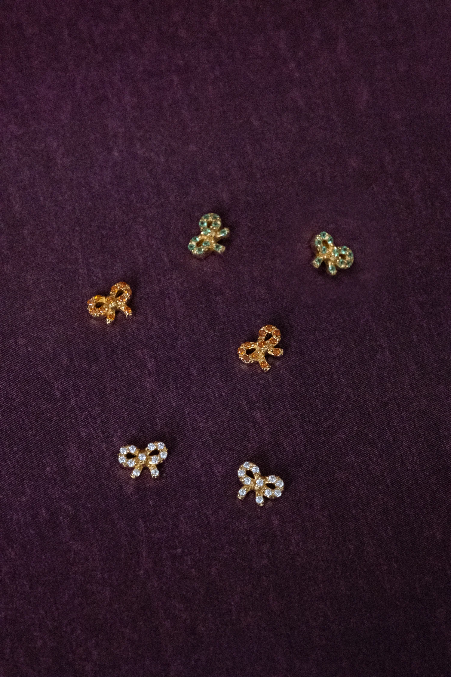 Bow Pave Piercings - Emerald CZ - Image 6