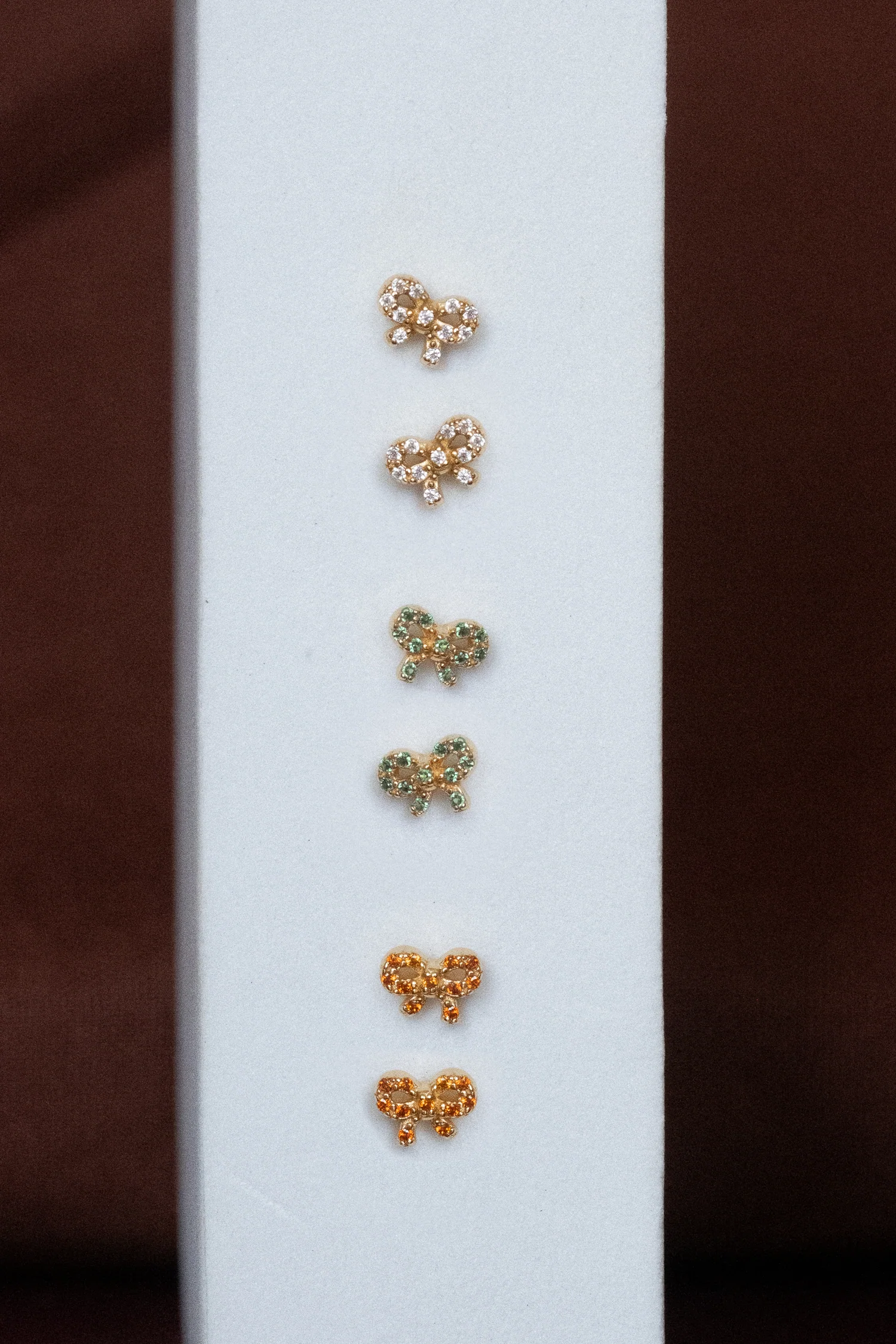 Bow Pave Piercings - Emerald CZ - Image 8