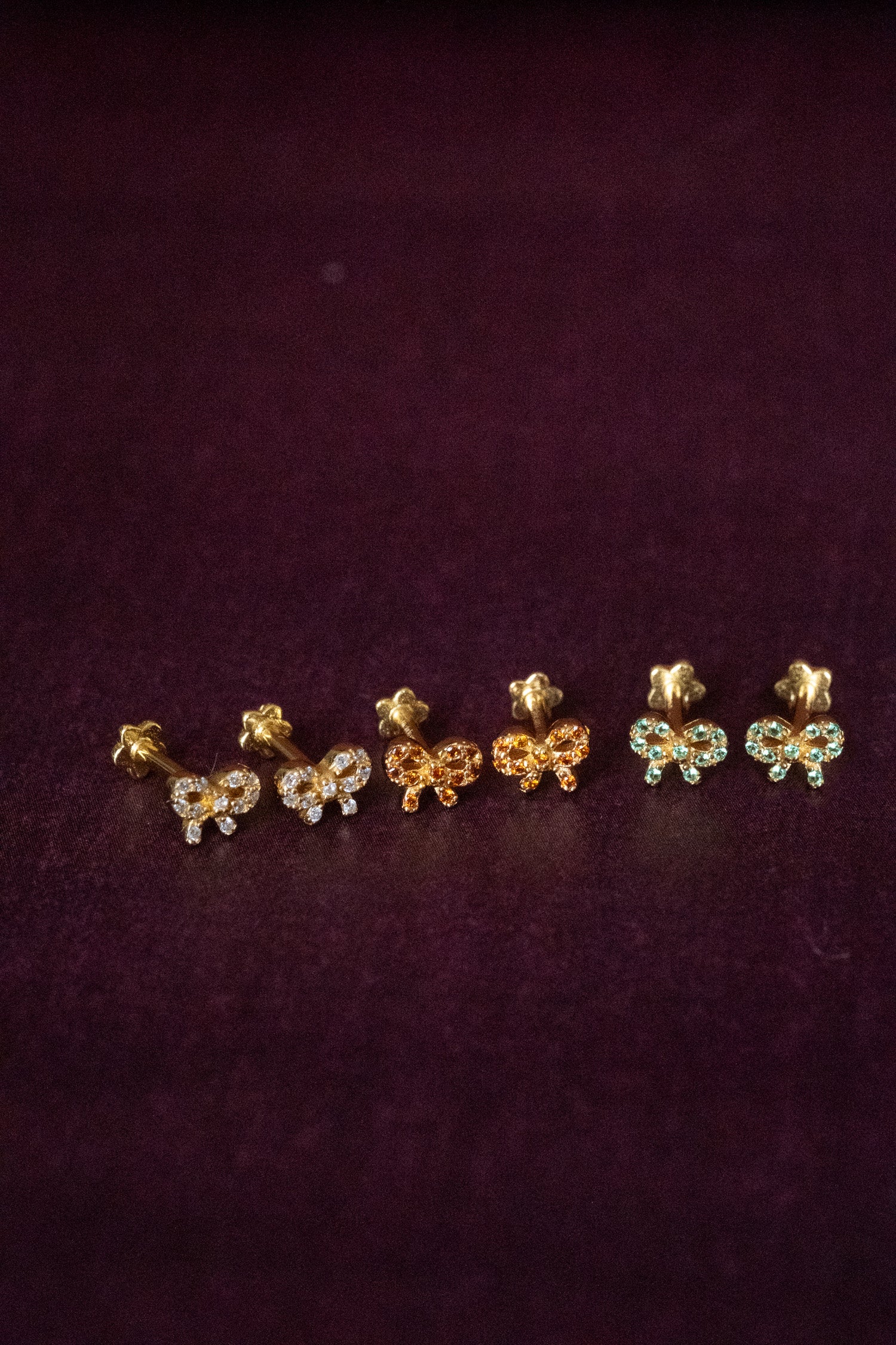 Bow Pave Piercings - Emerald CZ - Image 5