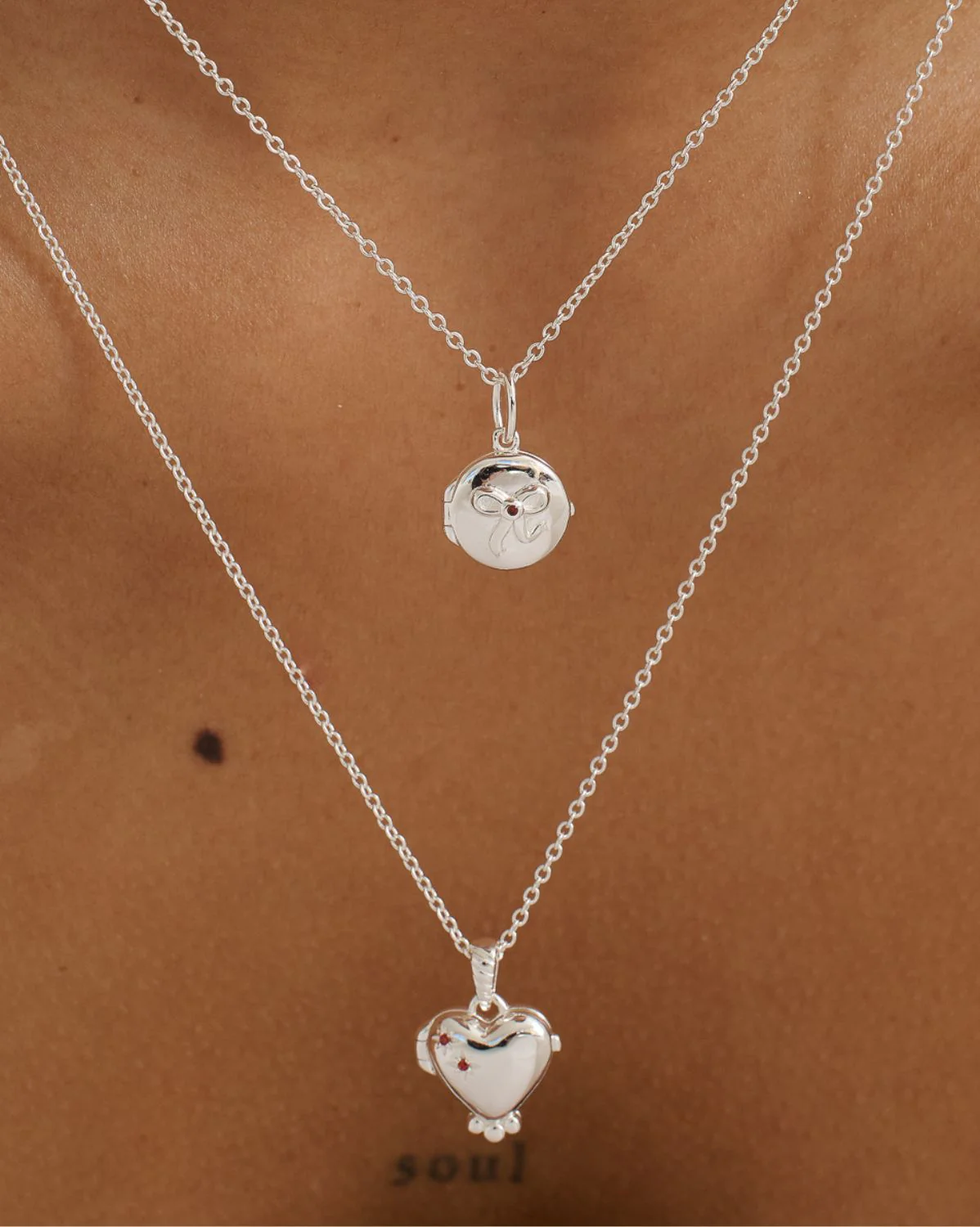 Carla Bow Engravable Locket Necklace - Sterling Silver - Image 2