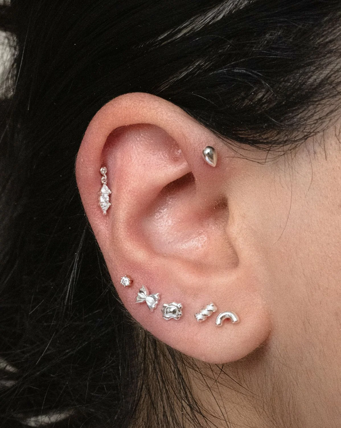 Charlotte Dangle Piercing Stud - Sterling Silver - Image 5