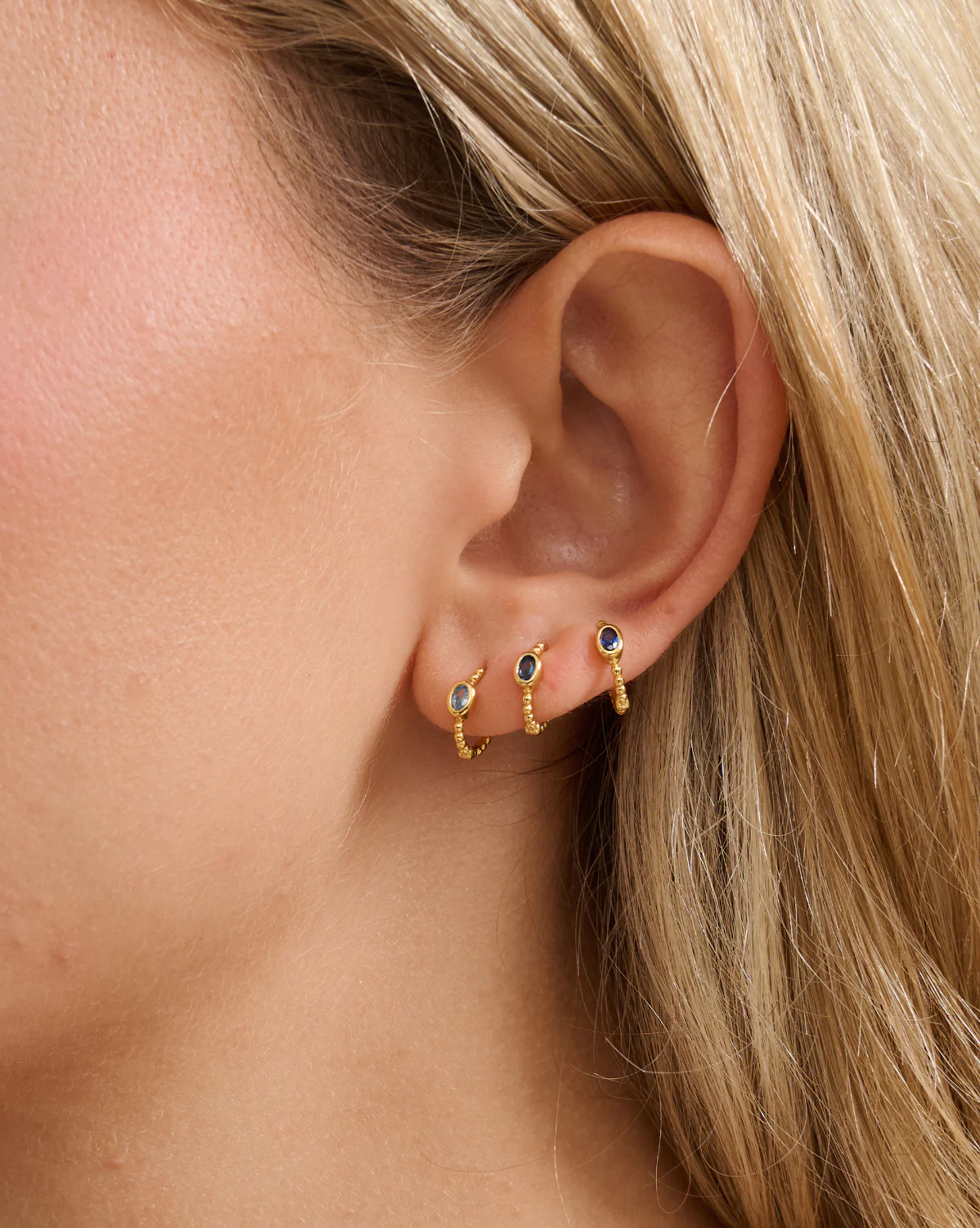 Clio Hoops - Sapphire CZ (September) - Image 5