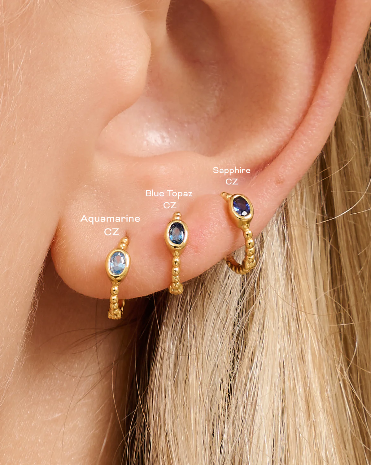 Clio Hoops - Sapphire CZ (September) - Image 2