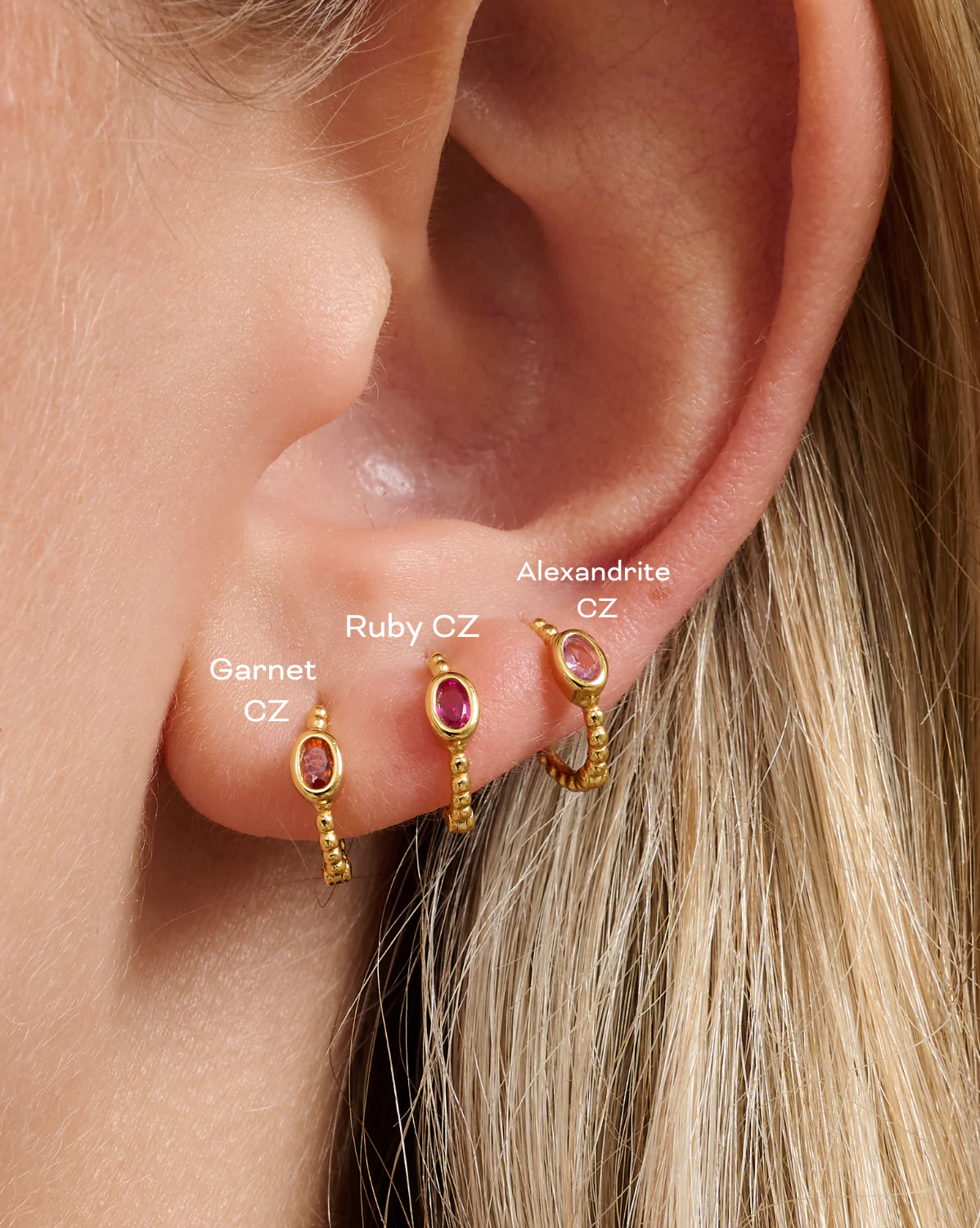 Clio Hoops - Garnet CZ (January) - Image 3