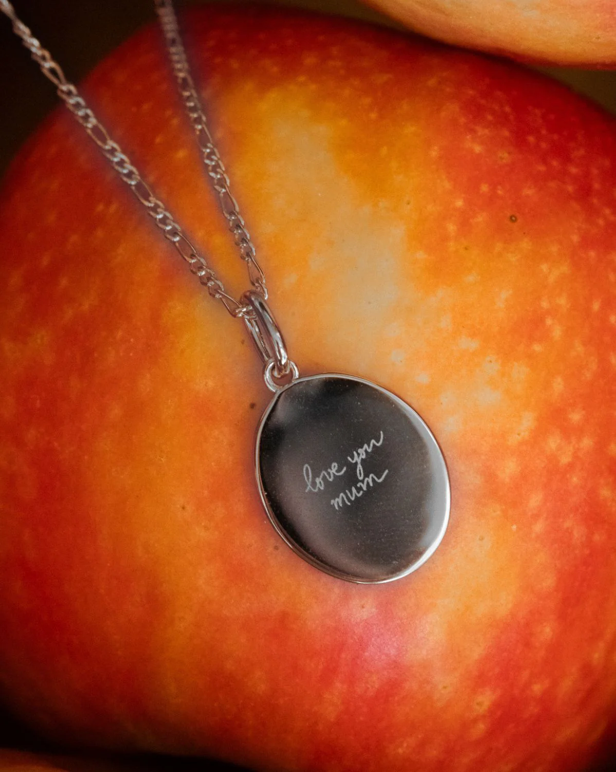 Custom Engraved Oval Necklace - Sterling Silver - Image 5
