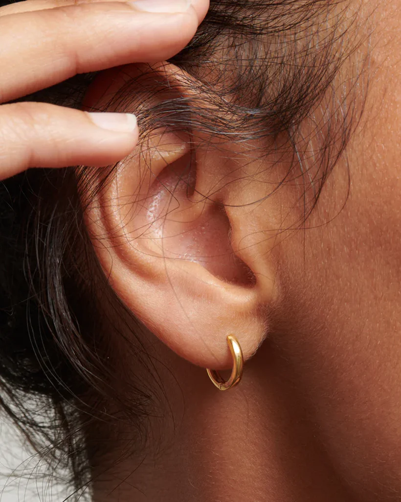 Grace Small Solid Gold Hoops - White Gold - Image 5