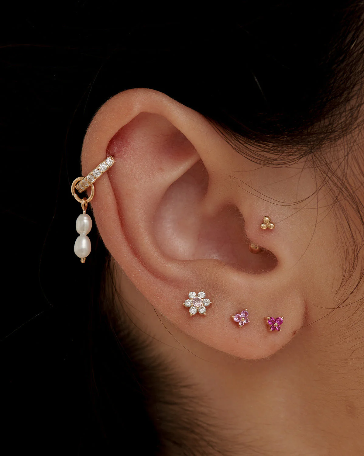 Ophelia Pave Huggie Hoops - Sterling Silver - Image 4