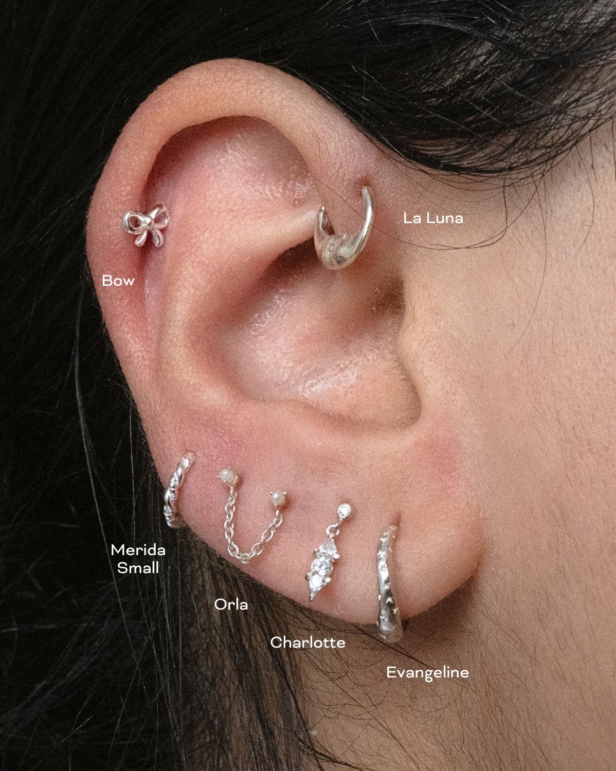Orla Pearl Double Piercing Stud  - Sterling Silver - Image 3