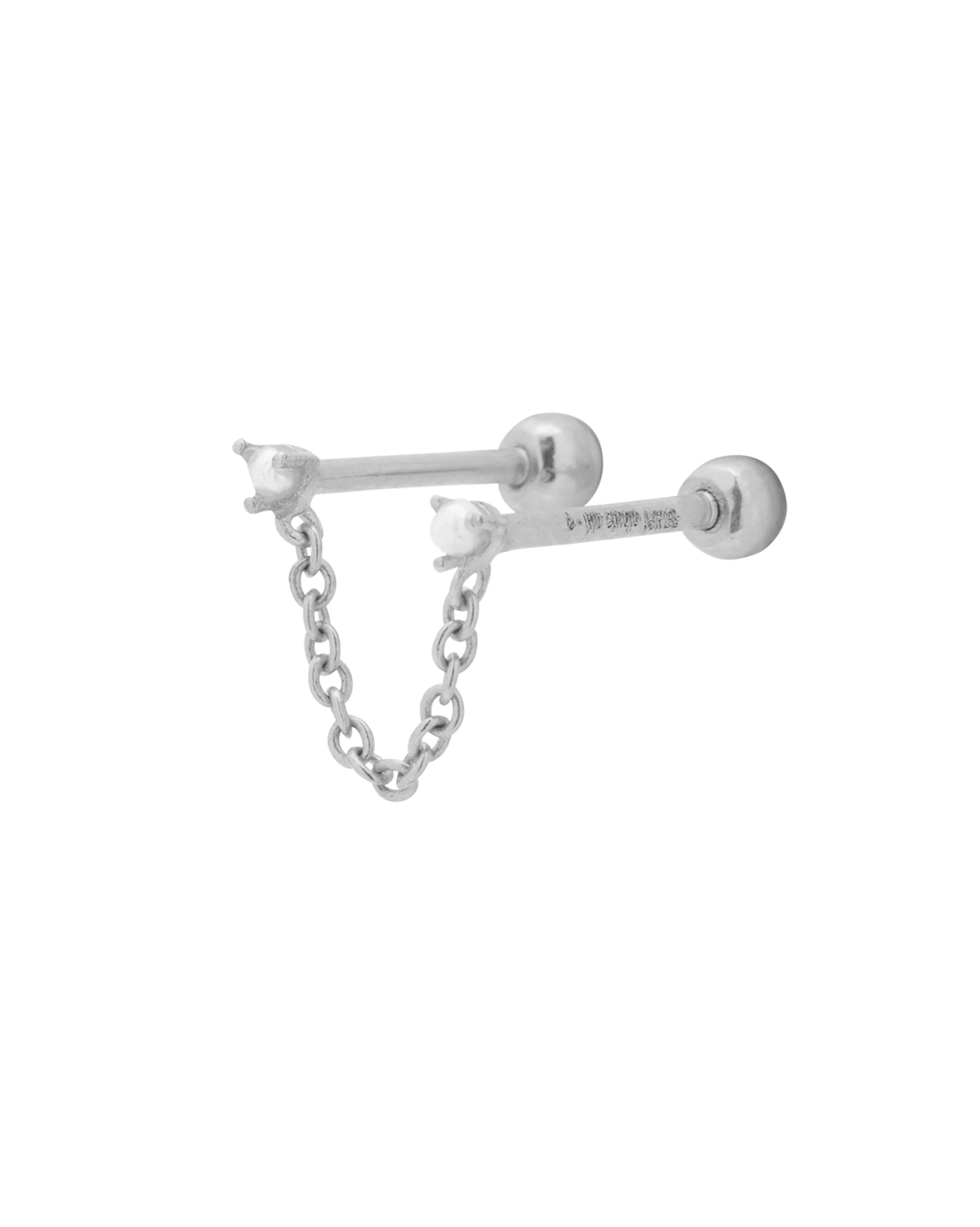 Orla Pearl Double Piercing Stud  - Sterling Silver - Image 7