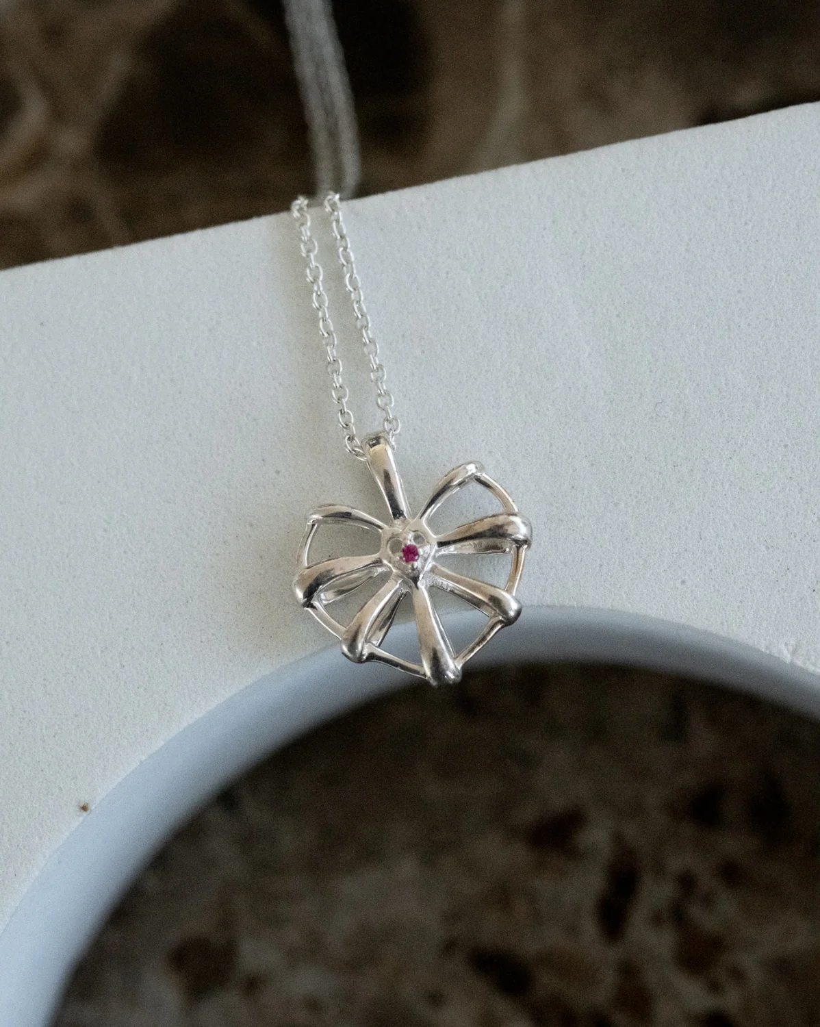 Ribbon Heart Necklace Sterling Silver-  SAMPLE SALE - Image 5