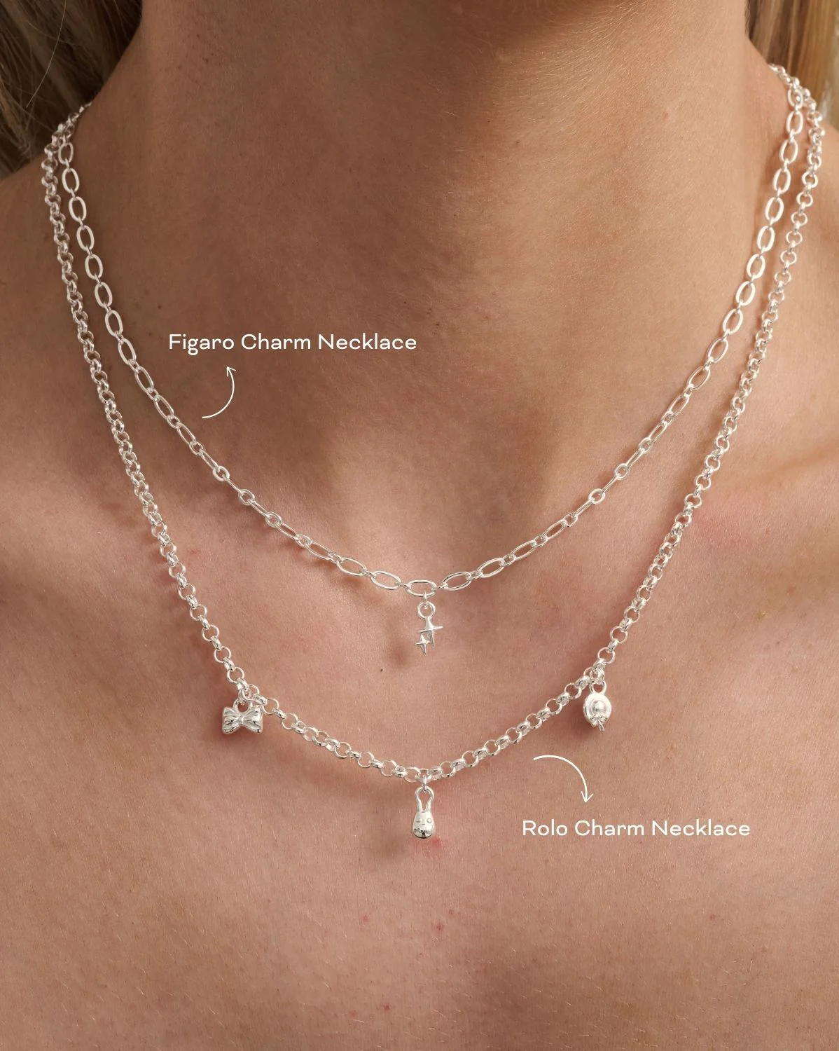 Rolo Charm Necklace - Sterling Silver - Image 7