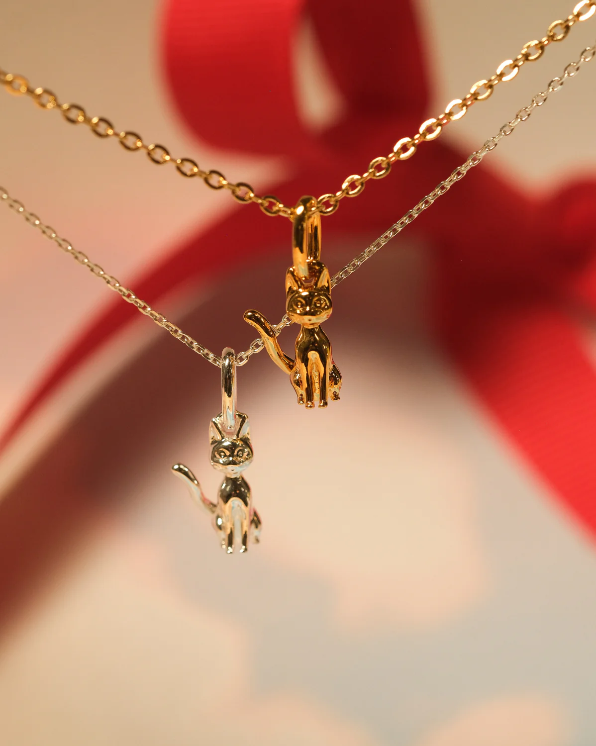Solid Gold Sitting Jiji Cat Charm - Image 2