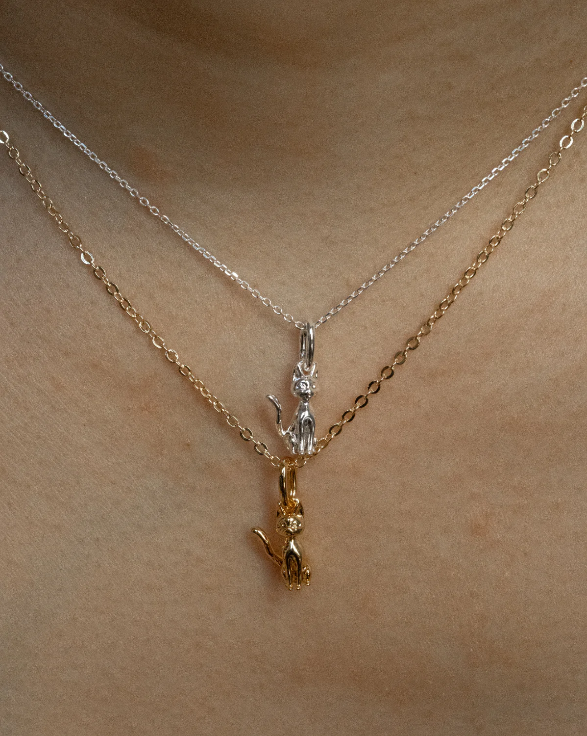 Solid Gold Sitting Jiji Cat Charm - Image 3