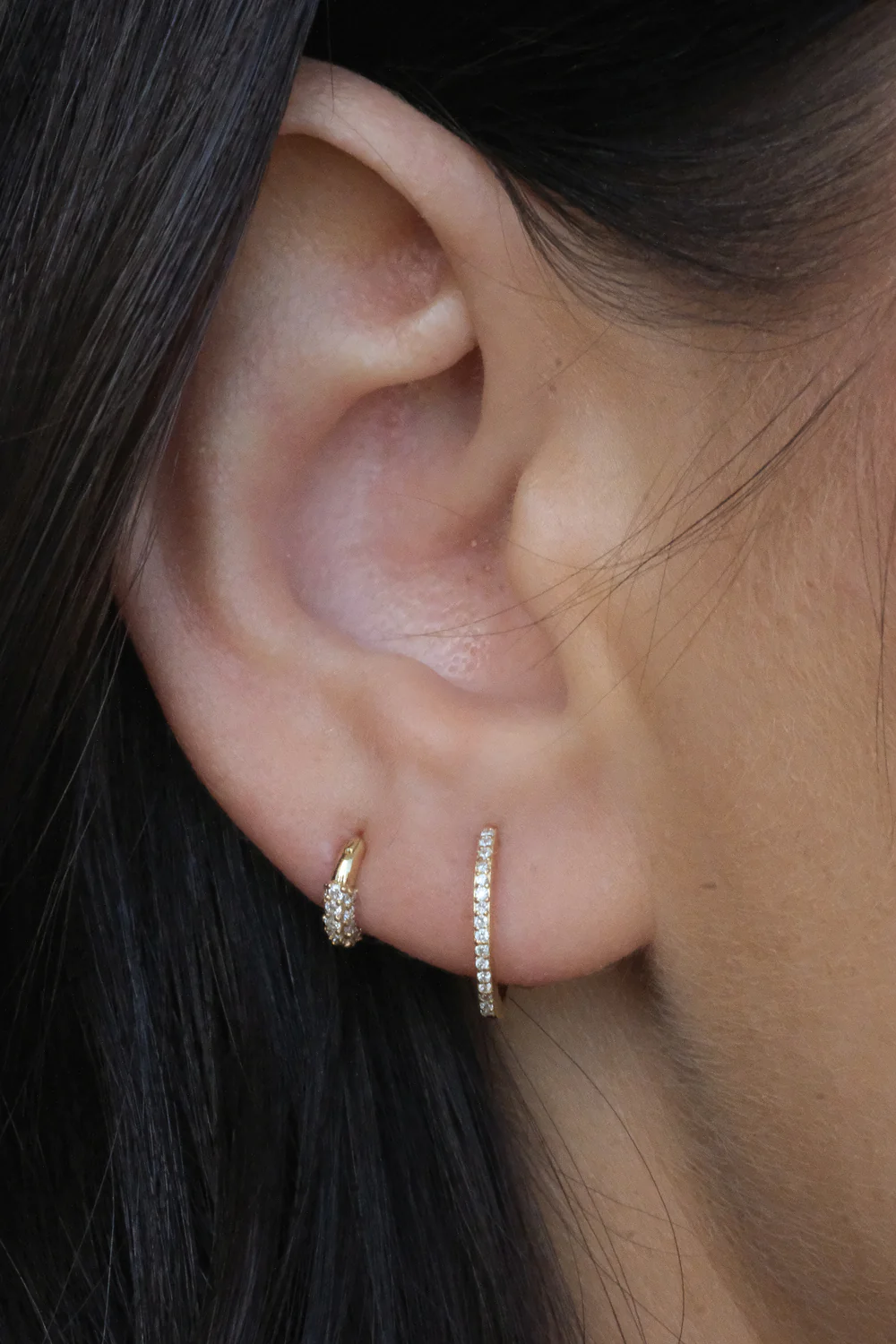Solid Gold Medium Slim Ophelia Hoops - Image 5