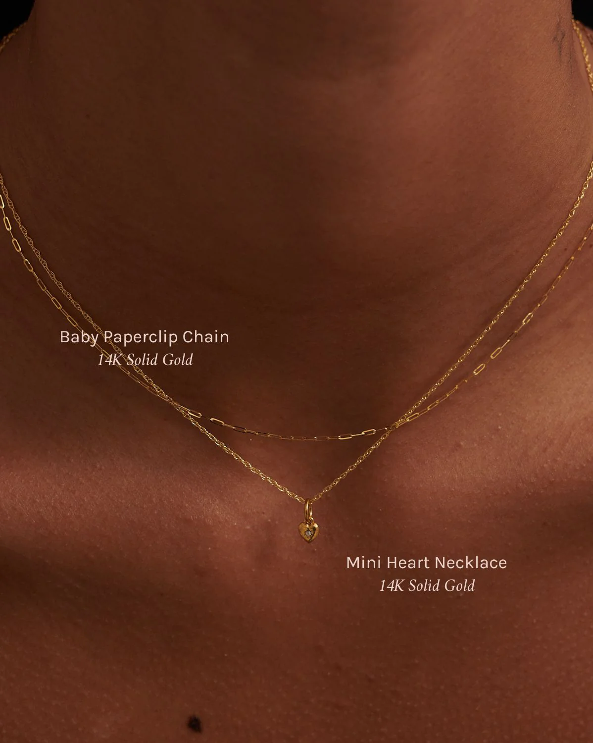 Solid Gold Mini Heart Necklace - Image 3
