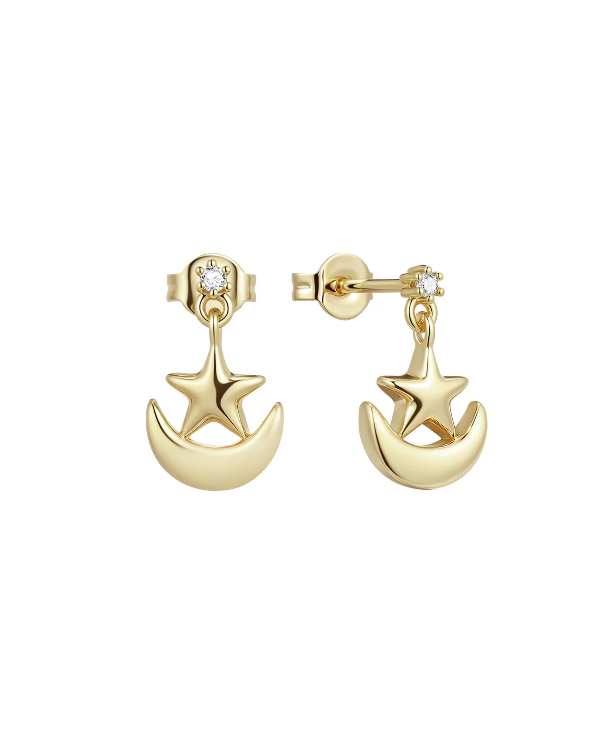 Solid Gold Moon Cosmic Power Earrings (Ready to ship)