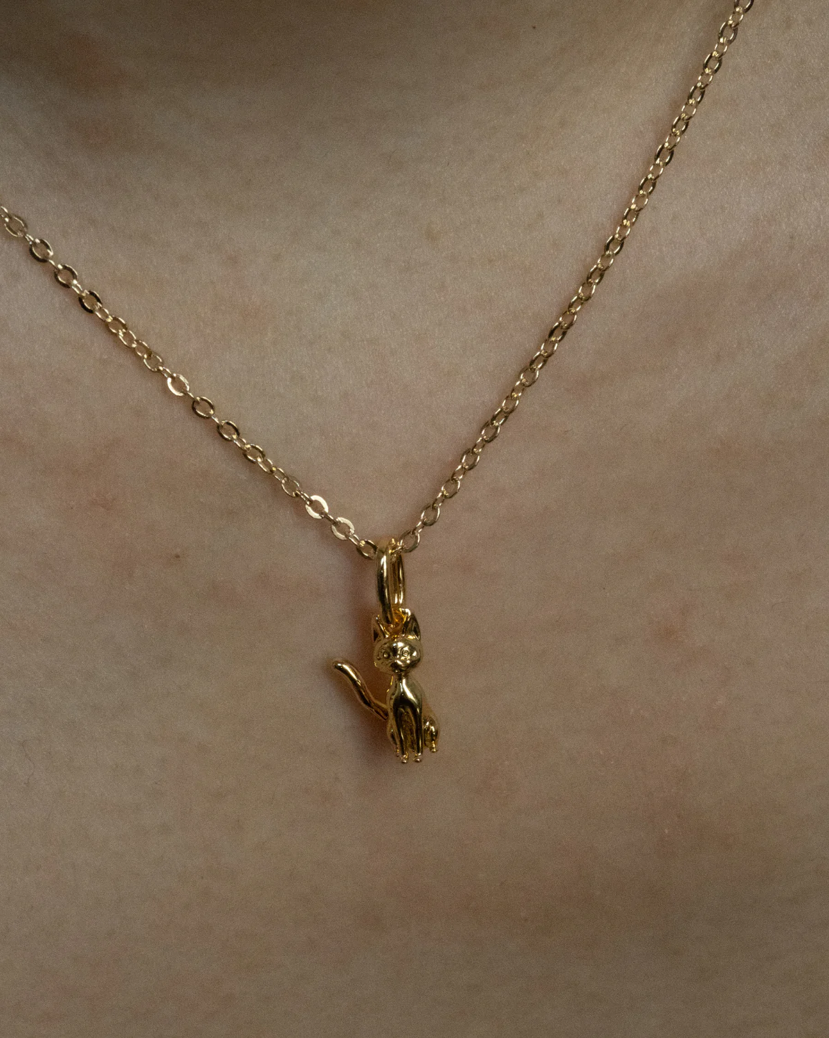 Solid Gold Sitting Jiji Cat Charm - Image 5