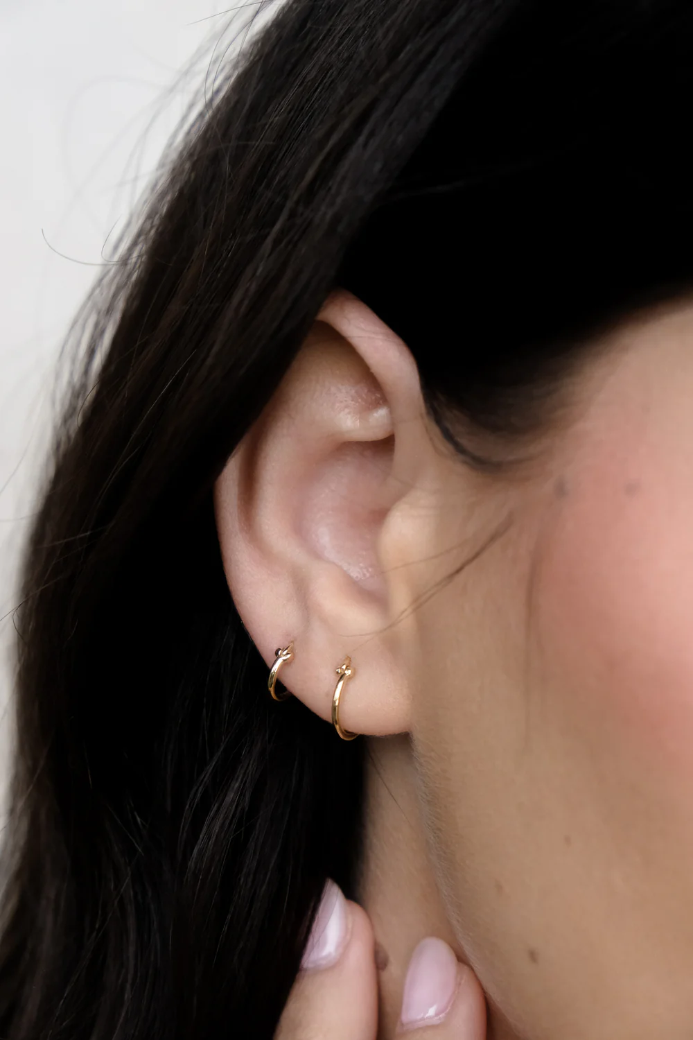Solid Gold Slim Latch Hoops - 12mm - Image 3