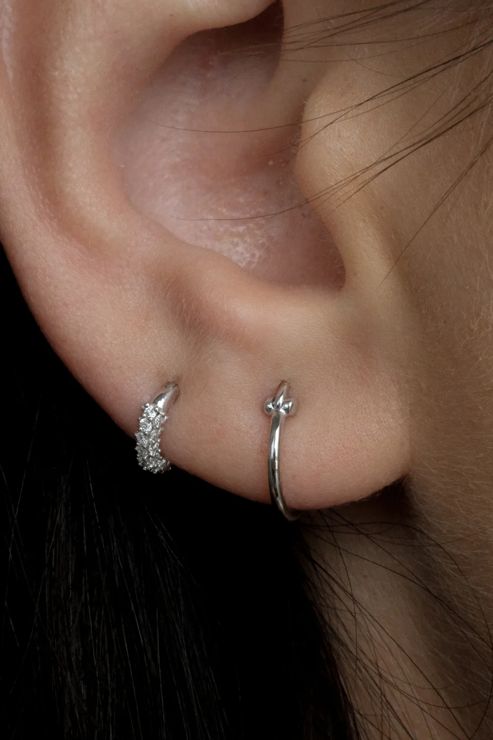 Solid White Gold Slim Latch Hoops - 12mm - Image 2