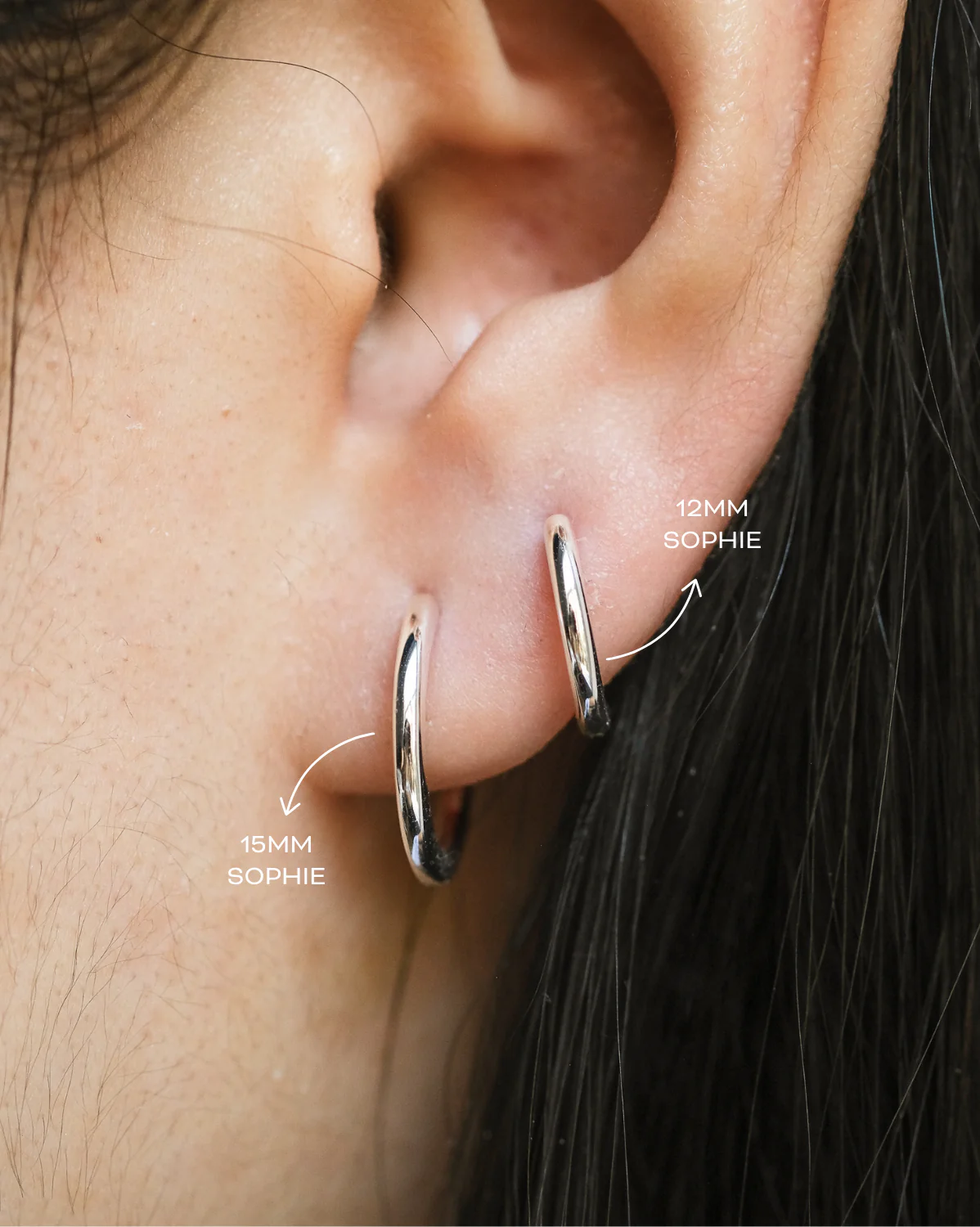 Sophie Essential Huggies - 12mm - Sterling Silver - Image 5