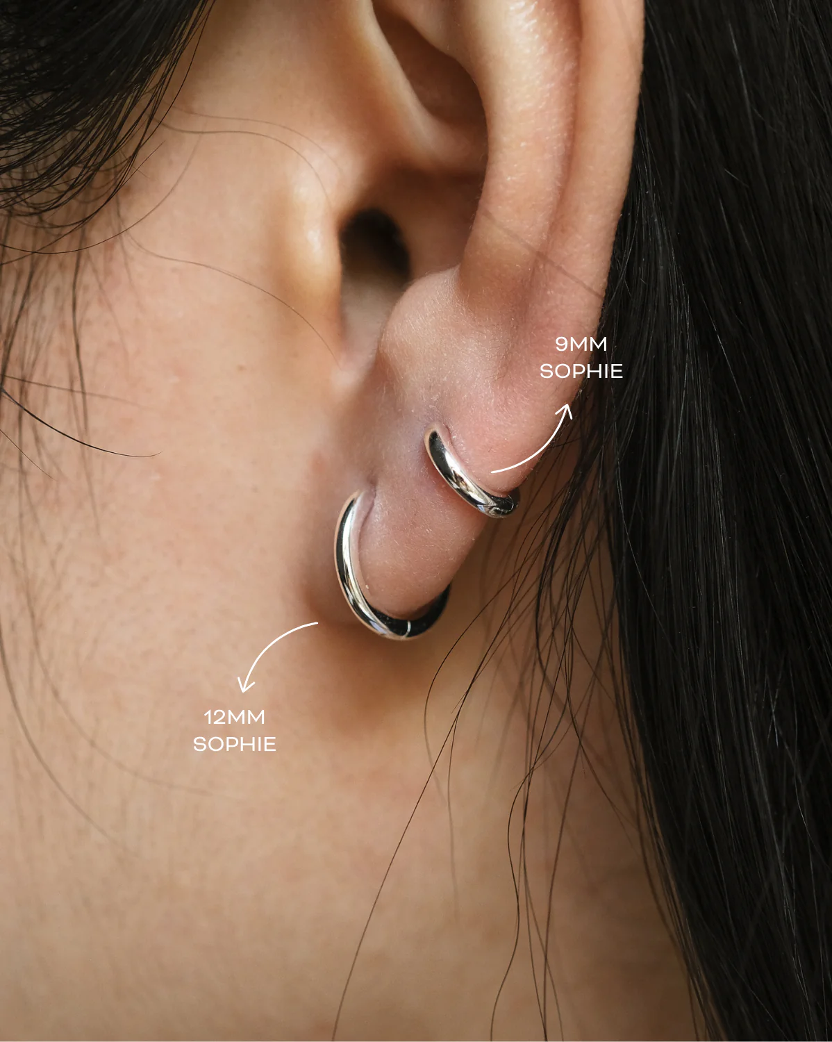 Sophie Essential Huggies - 12mm - Sterling Silver - Image 9
