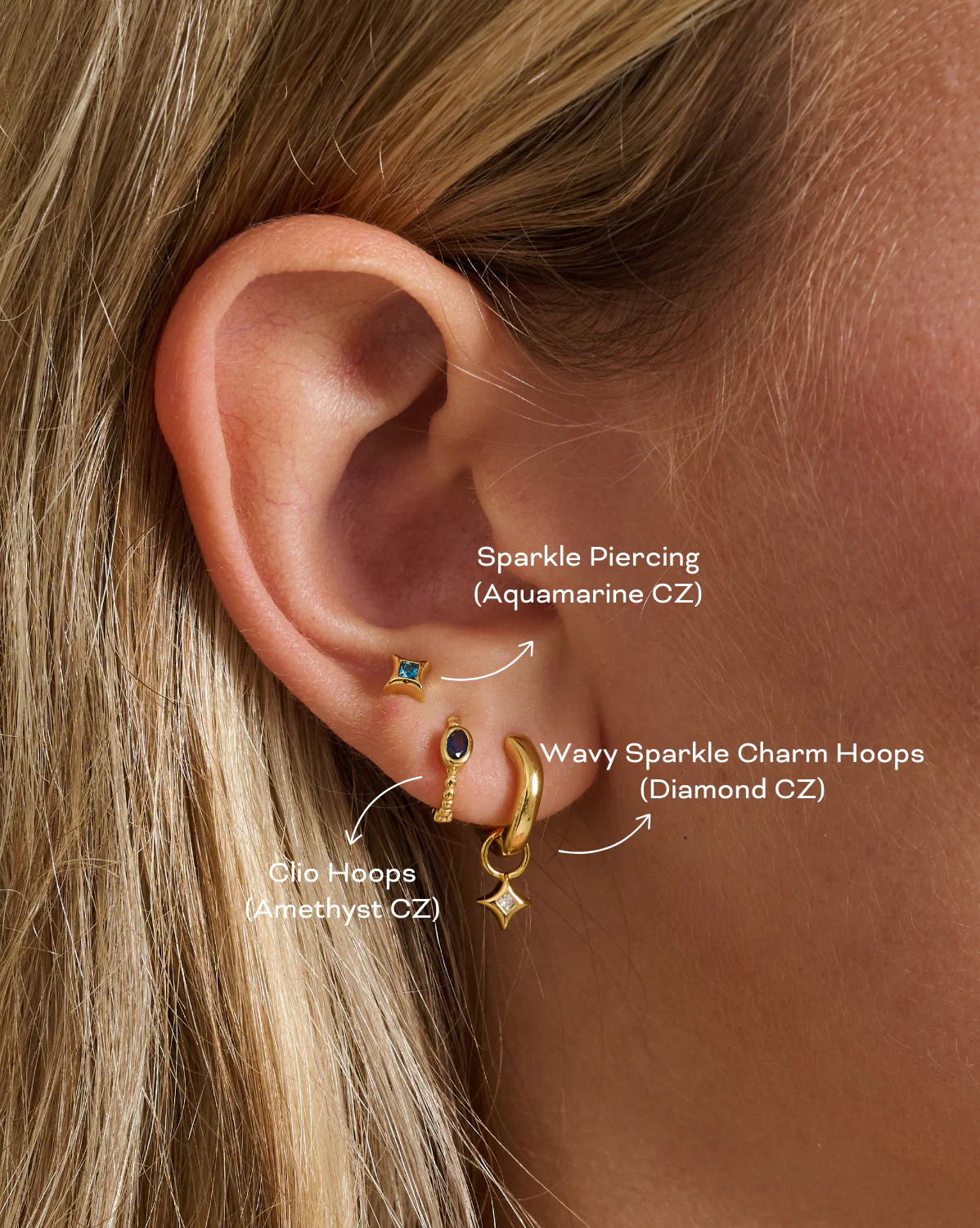 Sparkle Piercing - Aquamarine CZ ( March) - Image 4