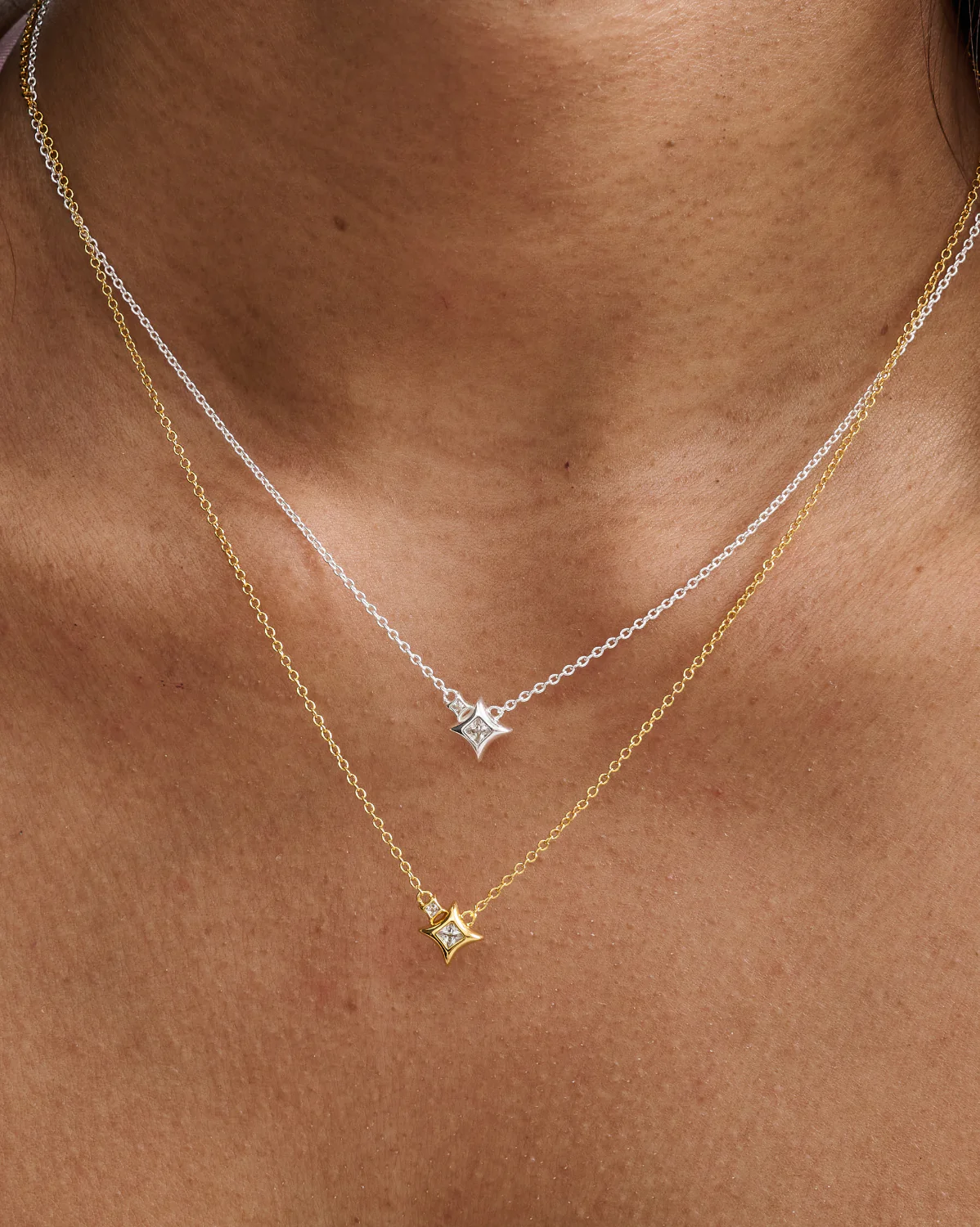 Stella Twin Sparkle Necklace - Sterling Silver - Image 4