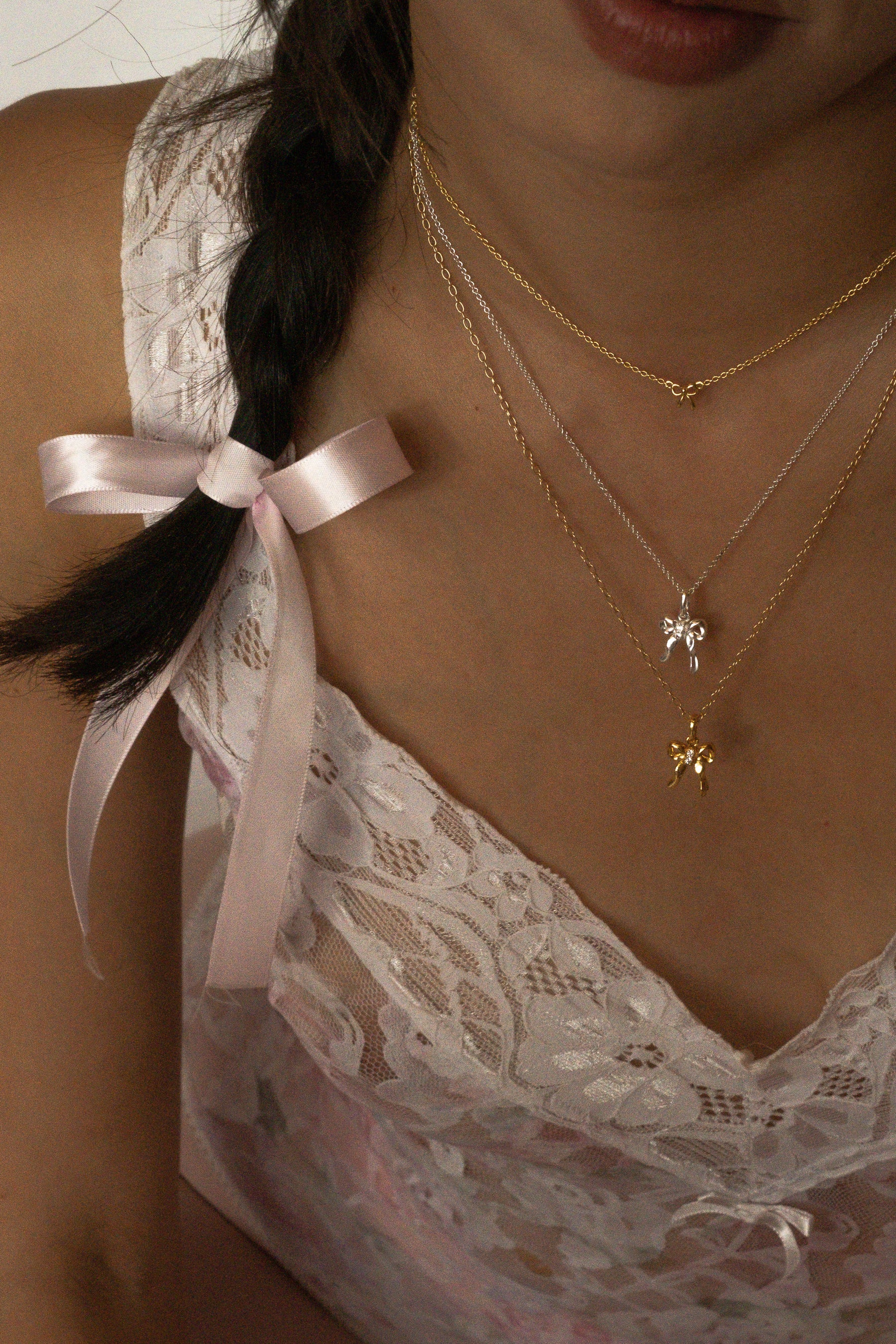 Take A Bow Pendant Necklace - Sterling Silver - Image 3