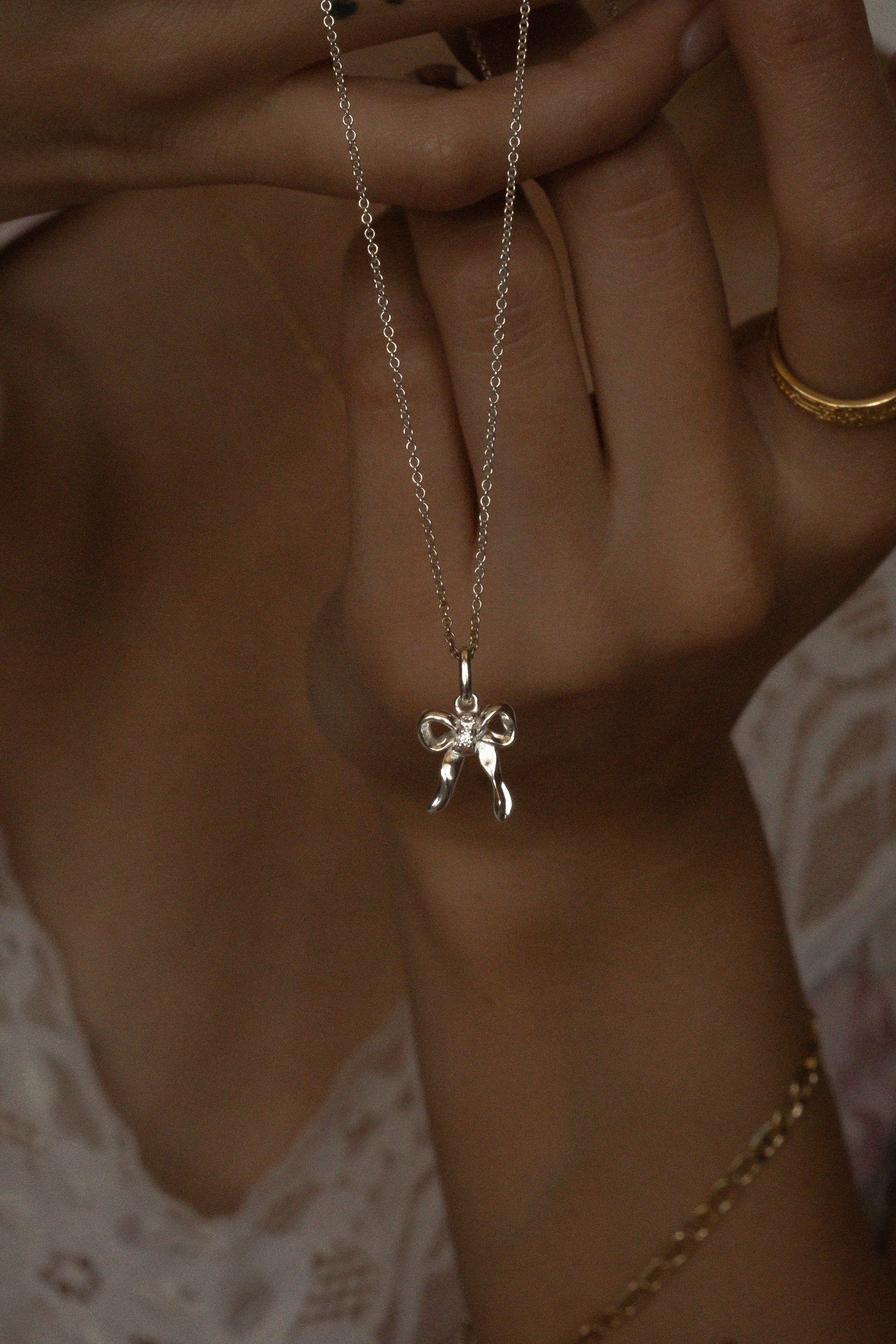 Take A Bow Pendant Necklace - Sterling Silver - Image 7