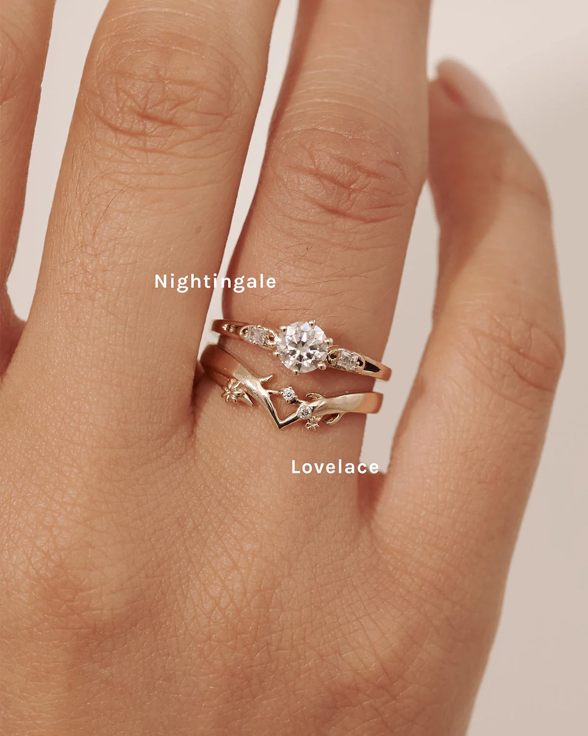 White Gold Lovelace Wishbone Ring - Image 3