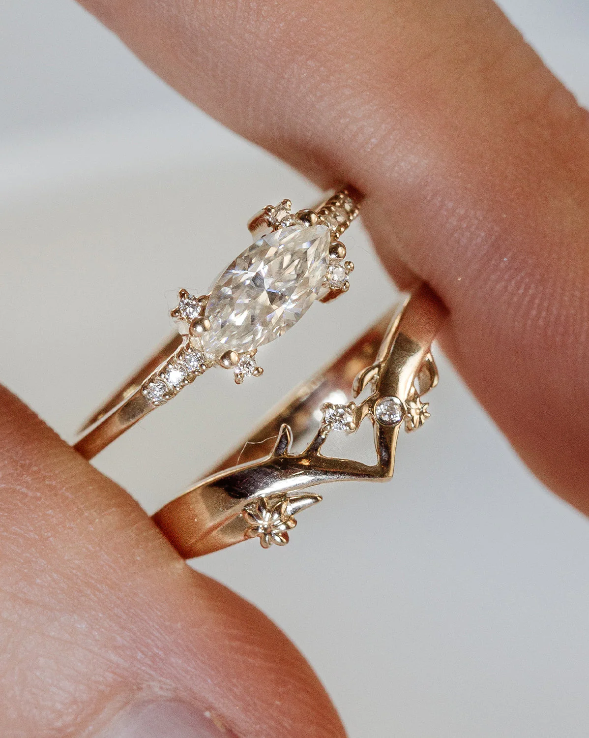 White Gold Lovelace Wishbone Ring - Image 6