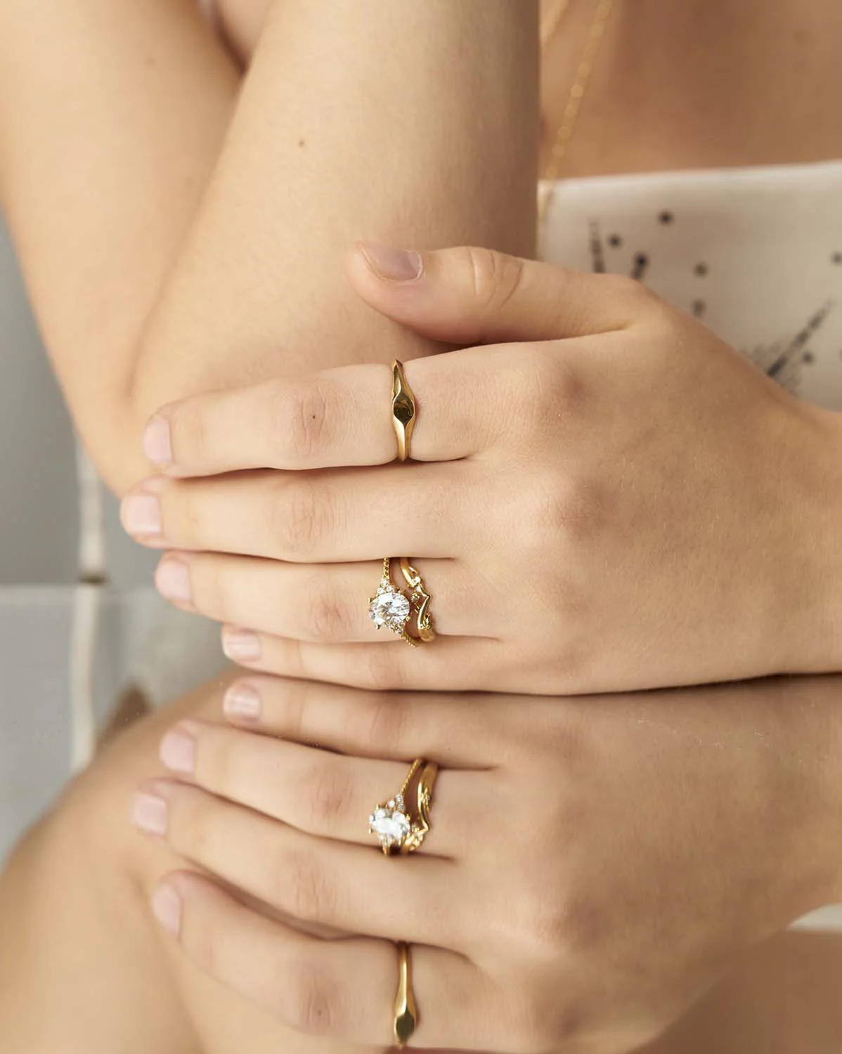 White Gold Lovelace Wishbone Ring - Image 8