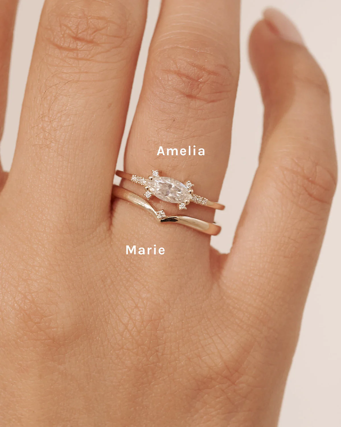 White Gold Marie Wishbone Ring - Image 4